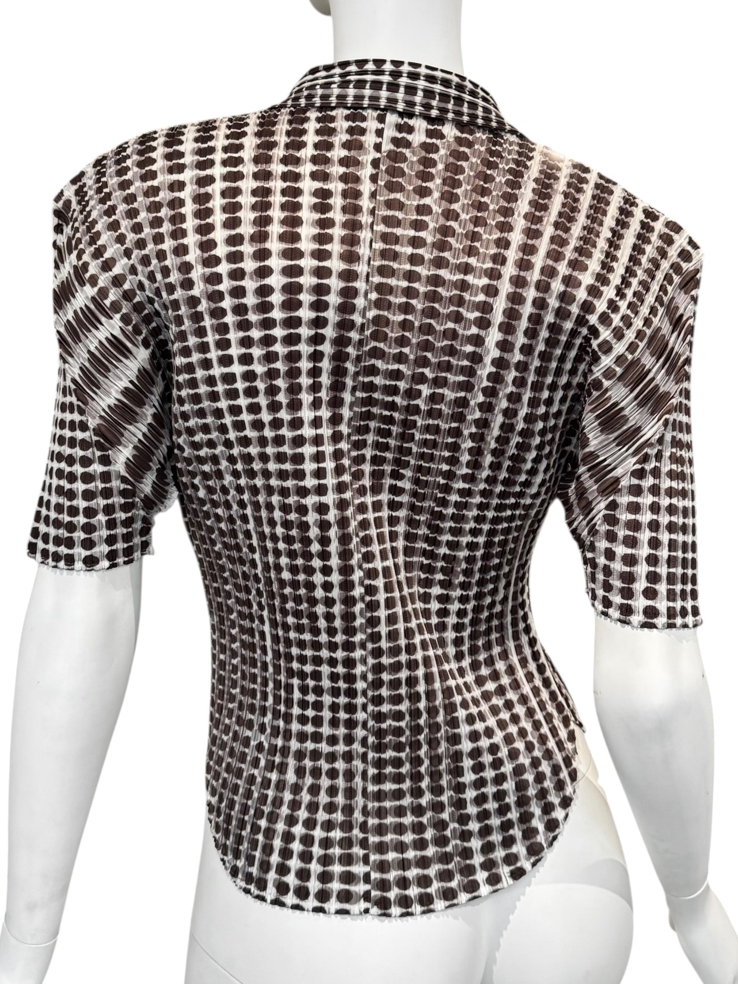 PLEATS PLEASE 2010 BROWN POLKA DOT SHIRT