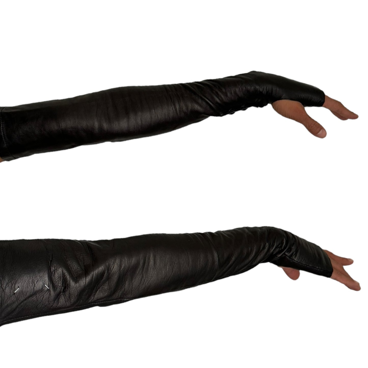 MAISON MARGIELA FW2009 BLACK LEATHER FINGERLESS GLOVES