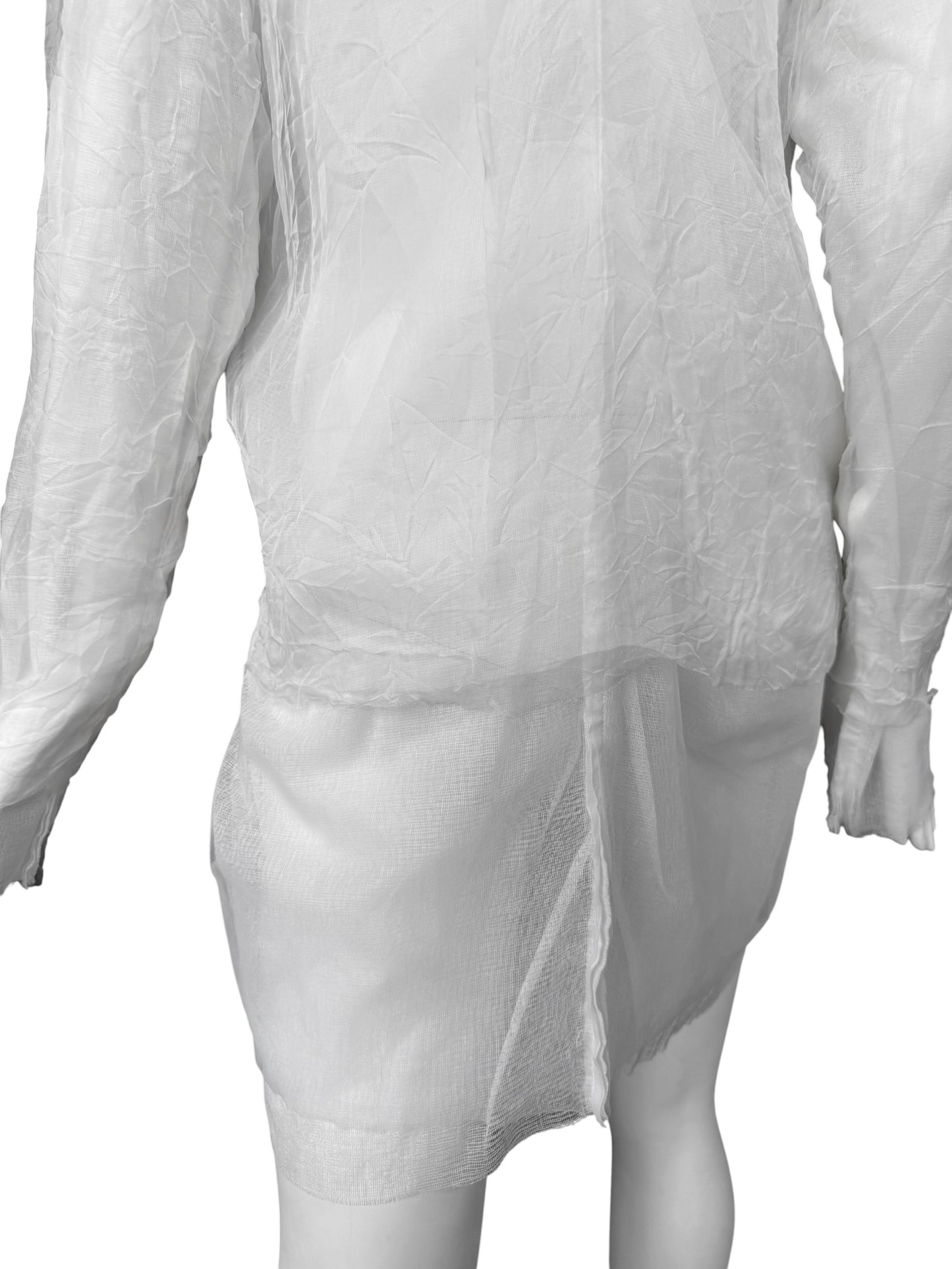 MAISON MARGIELA SS2021 BY JOHN GALLIANO WHITE CREASED LAYERED ZIP TOP