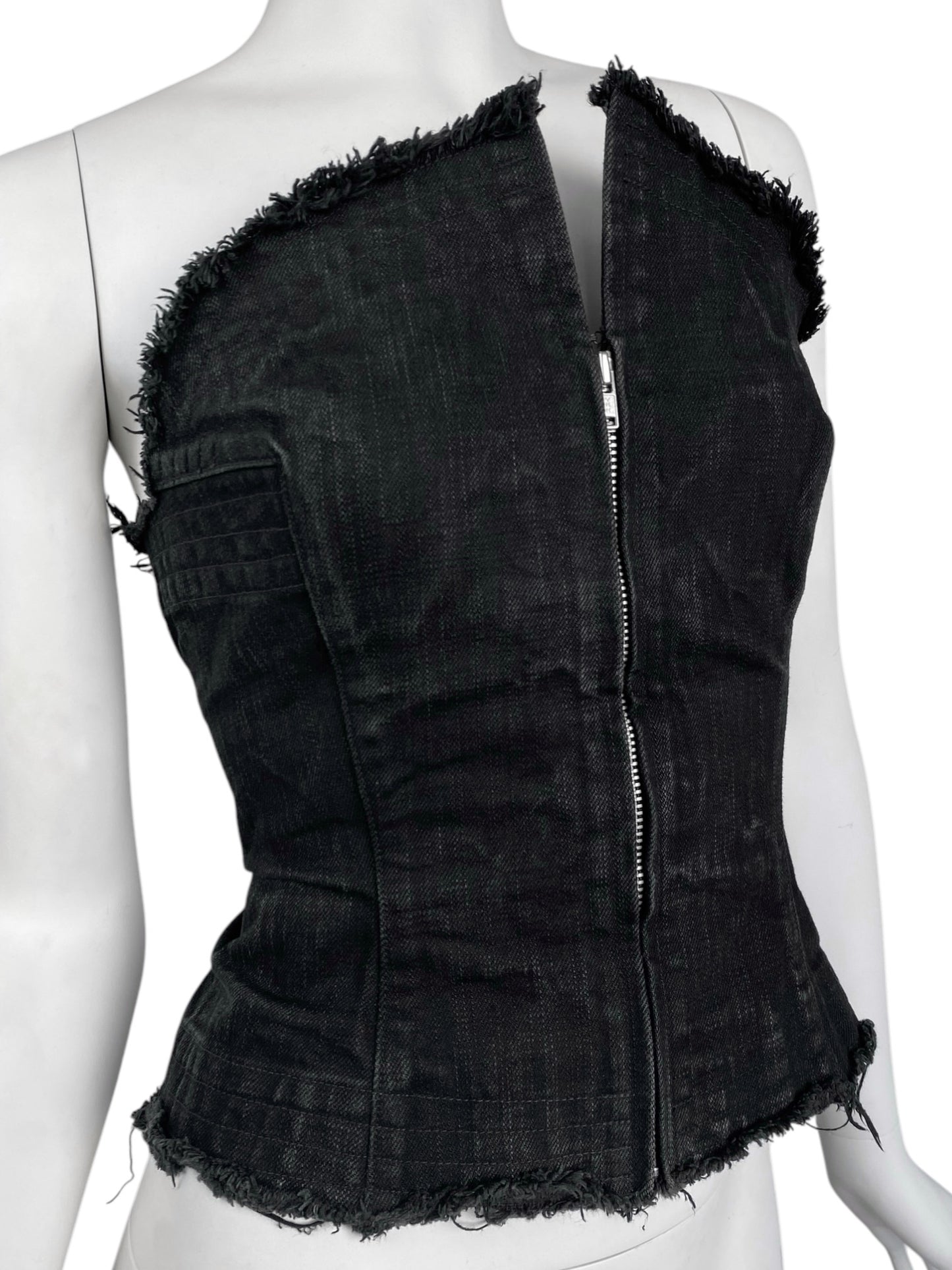 Y’S YOHJI YAMAMOTO 2010s BLACK DENIM BUSTIER CORSET TOP