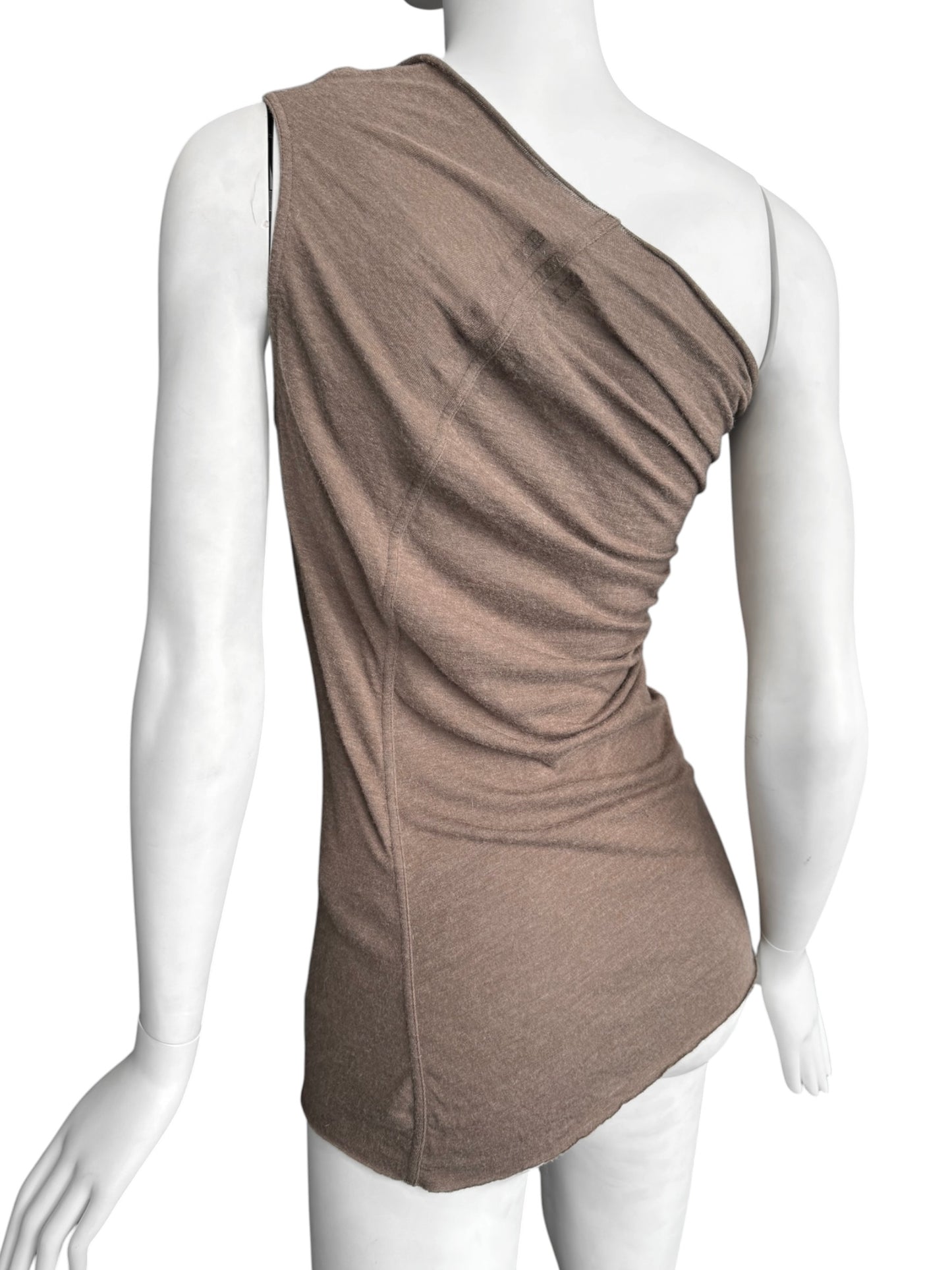 RICK OWENS FW2024 ‘PORTERVILLE’ BROWN ASYMMETRICAL TANK TOP