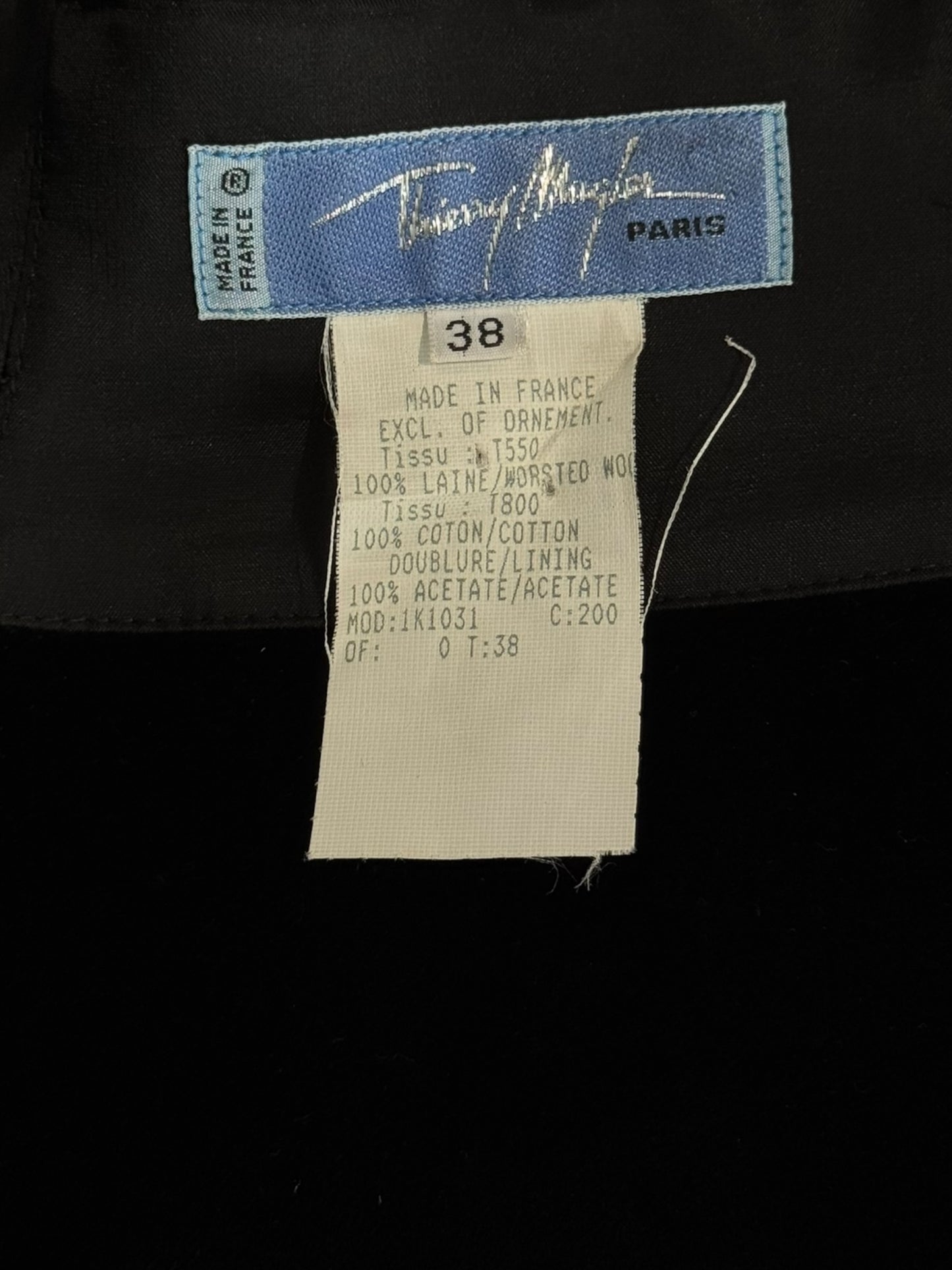 THIERRY MUGLER SS1997 ‘LES INSECTES’ BLACK WOOL HOURGLASS CORSET