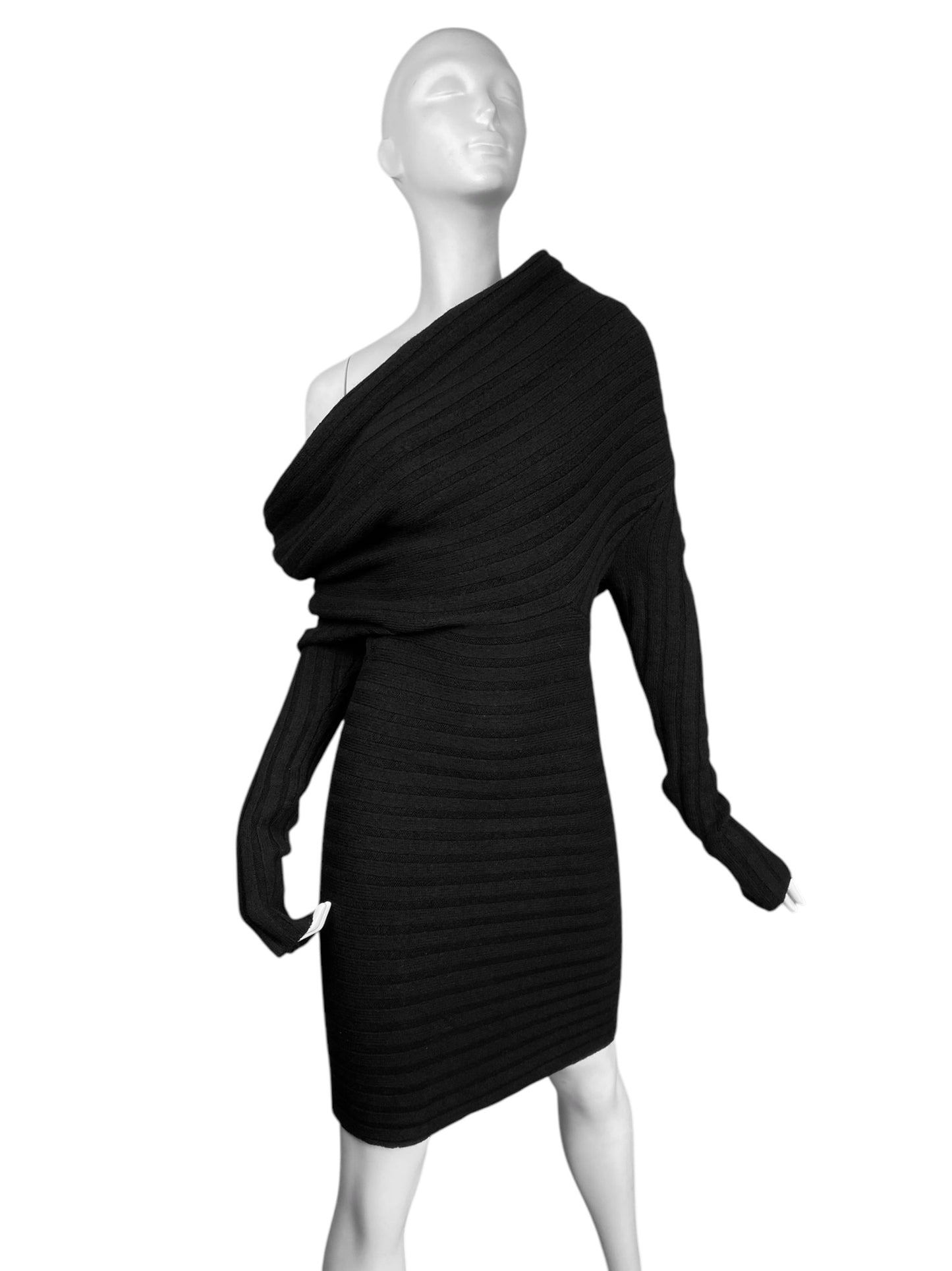 PLEIN SUD JEANIUS 2000s BLACK WOOL MULTI-WAY MINI DRESS
