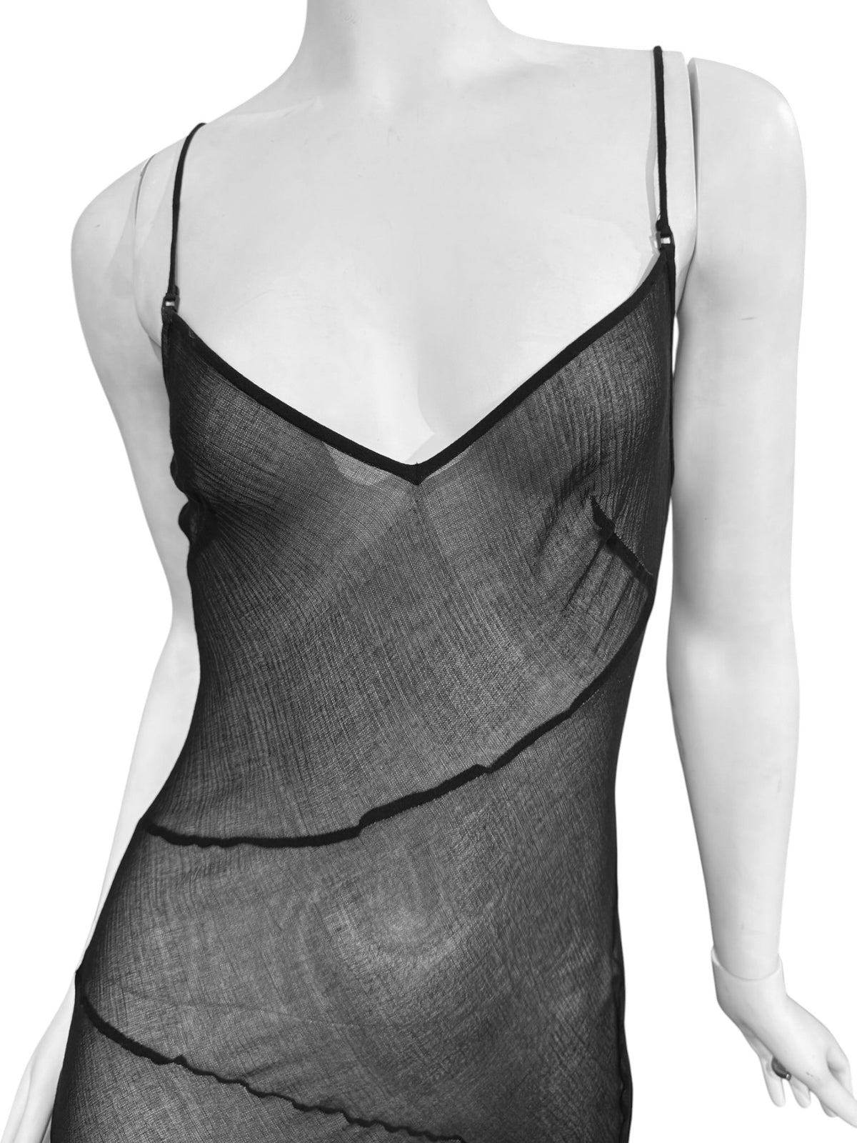 PLEIN SUD SS2002 BLACK SHEER MAXI DRESS