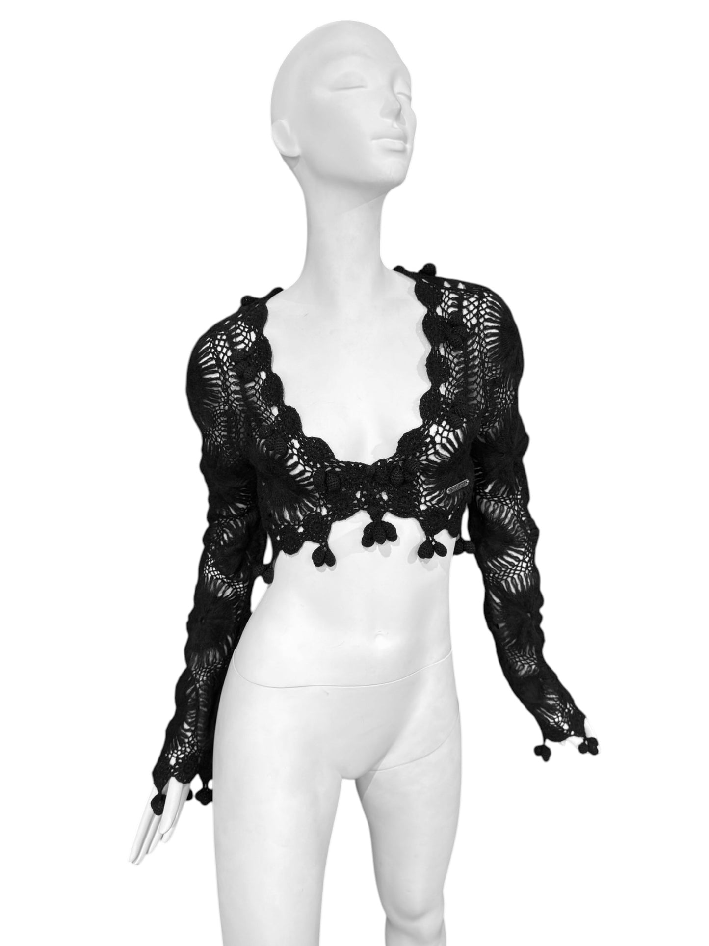 JOHN GALLIANO 2000s BLACK MOHAIR CROCHET CARDIGAN