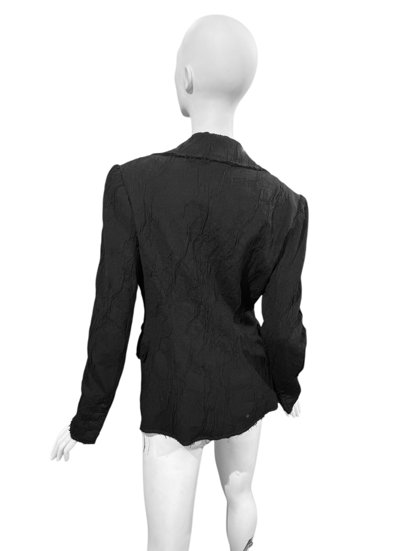 PLEIN SUD FW2005 BLACK WOOL CRINKLED BLAZER