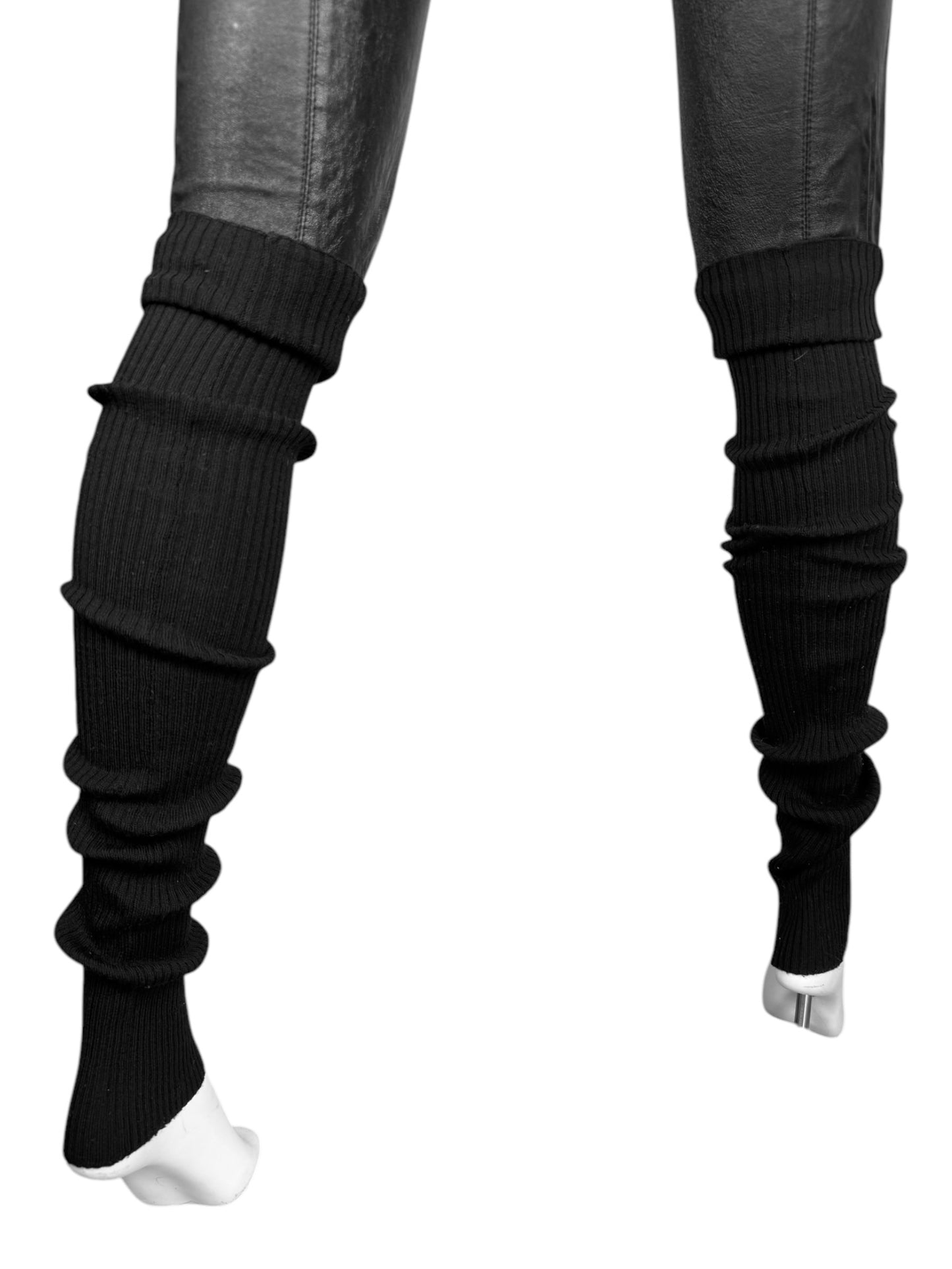 PLEIN SUD 2018 BLACK LEATHER & KNITTED SKINNY PANTS