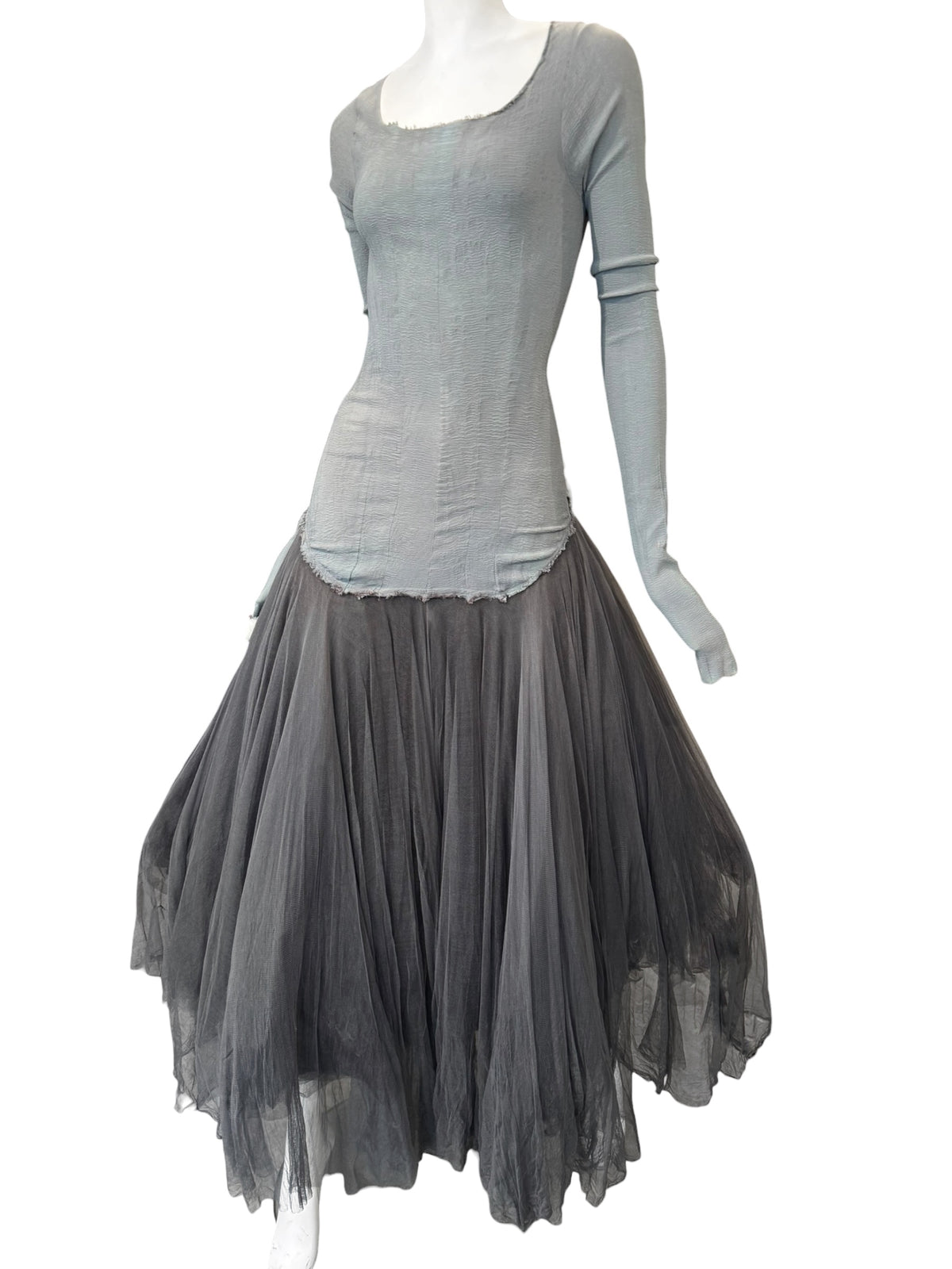 MARC LE BIHAN 2020s GREY SILK BALLERINA MAXI DRESS