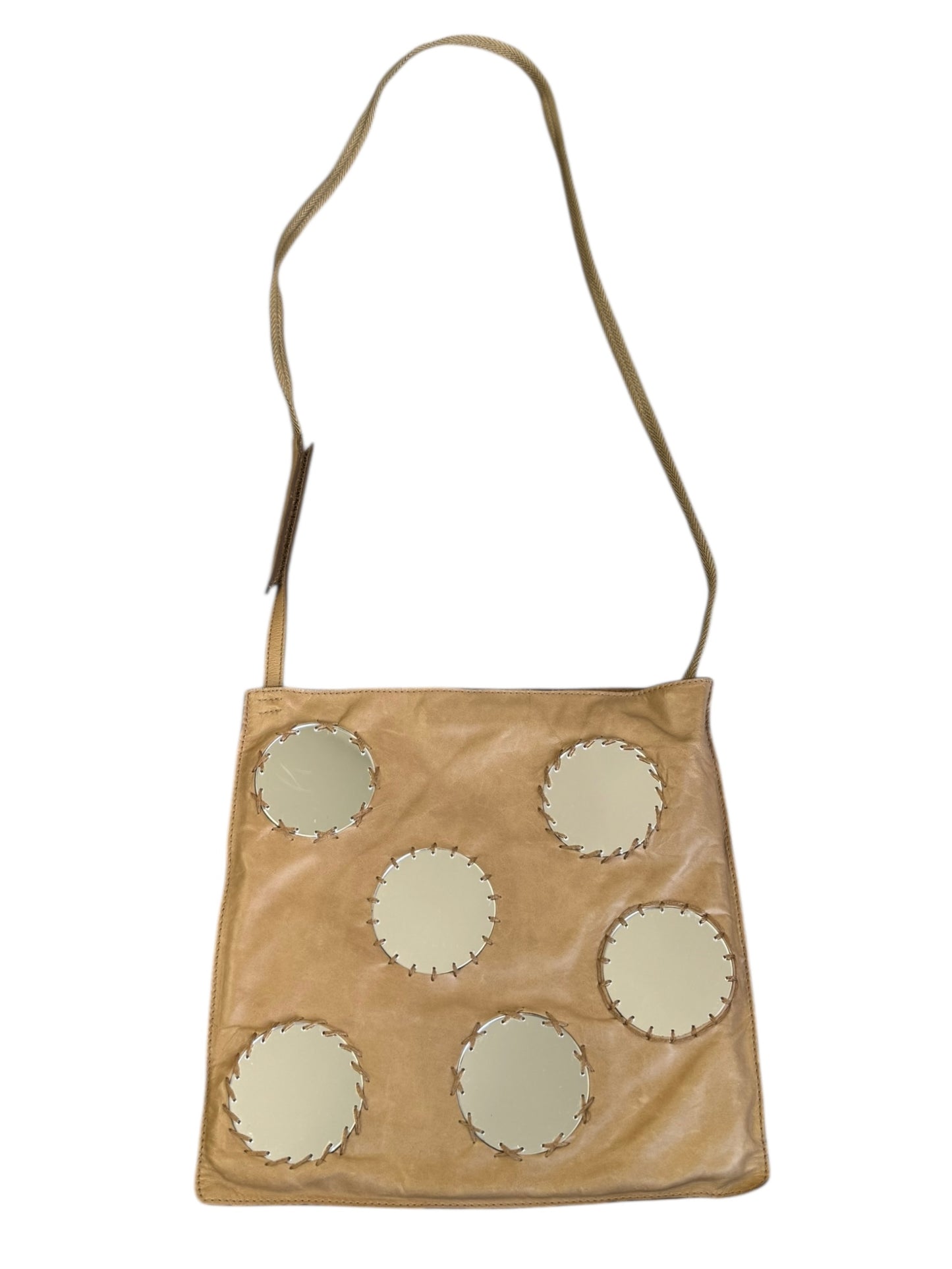 PRADA SS1999 BEIGE LEATHER MIRROR CROSSBODY MESSENGER BAG