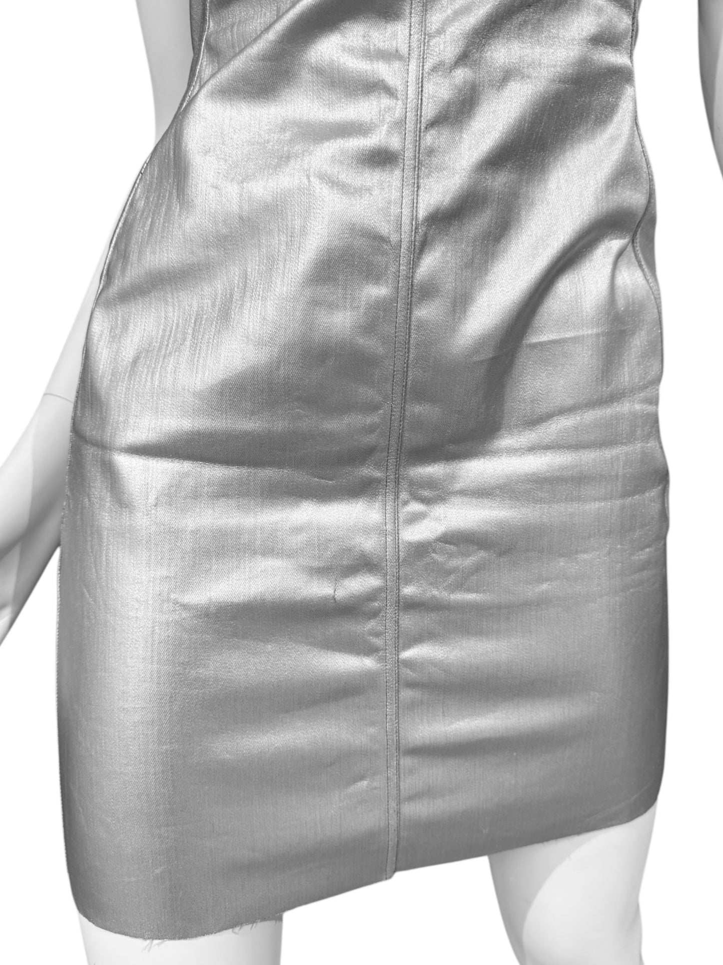 RICK OWENS FW2022 SILVER COATED BUSTIER MINI DRESS
