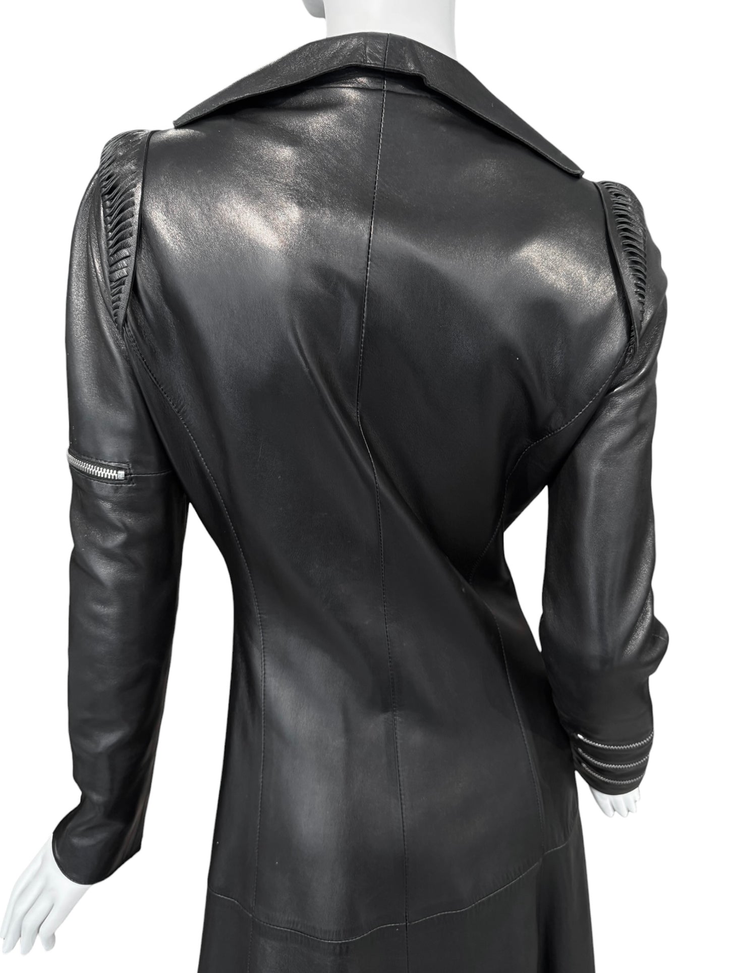 JITROIS 2000s BLACK LEATHER MULTI-ZIP COAT