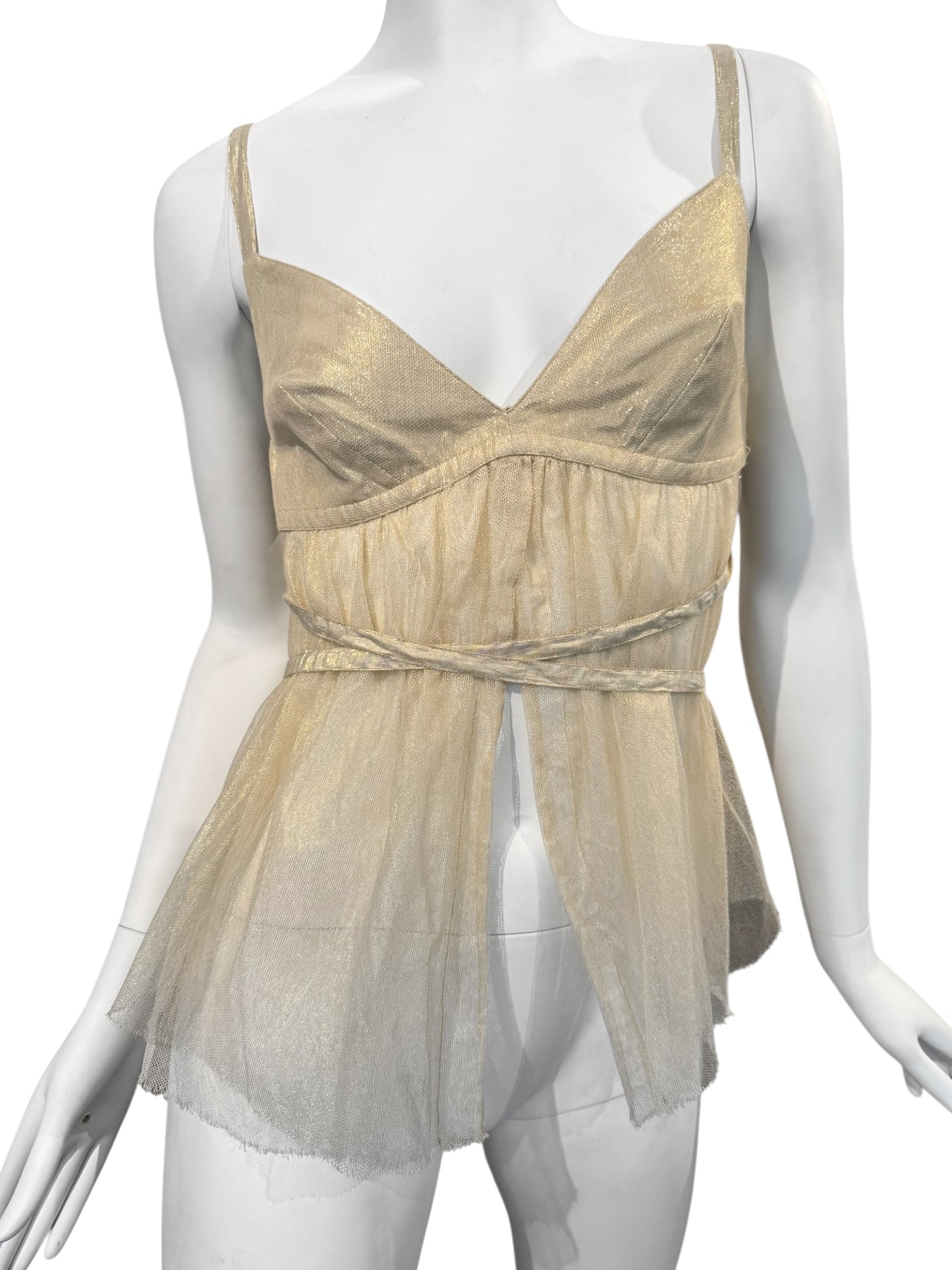PLEIN SUD 2000s GOLDEN TULLE CAMI TOP