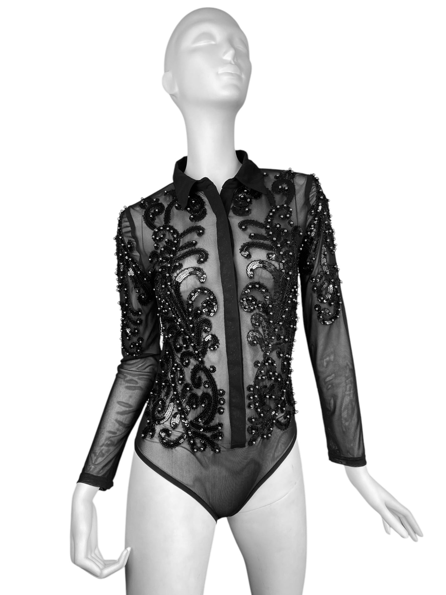 PLEIN SUD 2010s BLACK MESH EMBELLISHED BODY