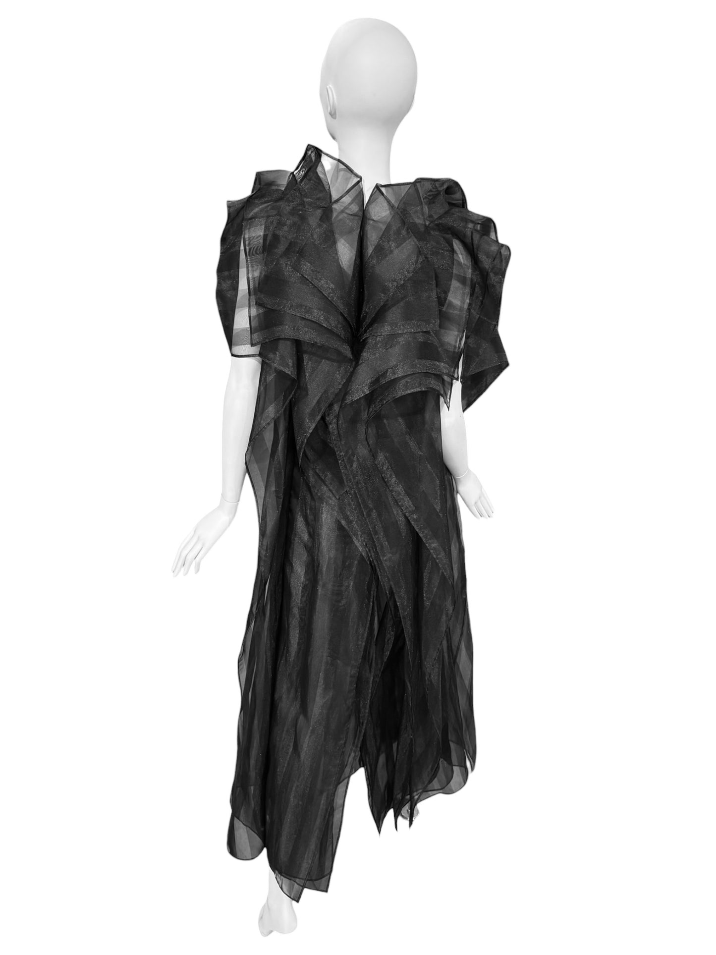 ISSEY MIYAKE FW2009 BY DAI FUJIWARA BLACK PANELS SHEER MAXI DRESS