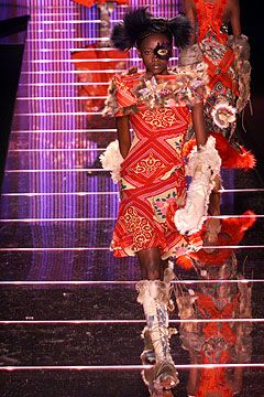 JOHN GALLIANO FW2002 PINK SILK & FUR FOLKLORIC FLORAL PRINT MIDI DRESS