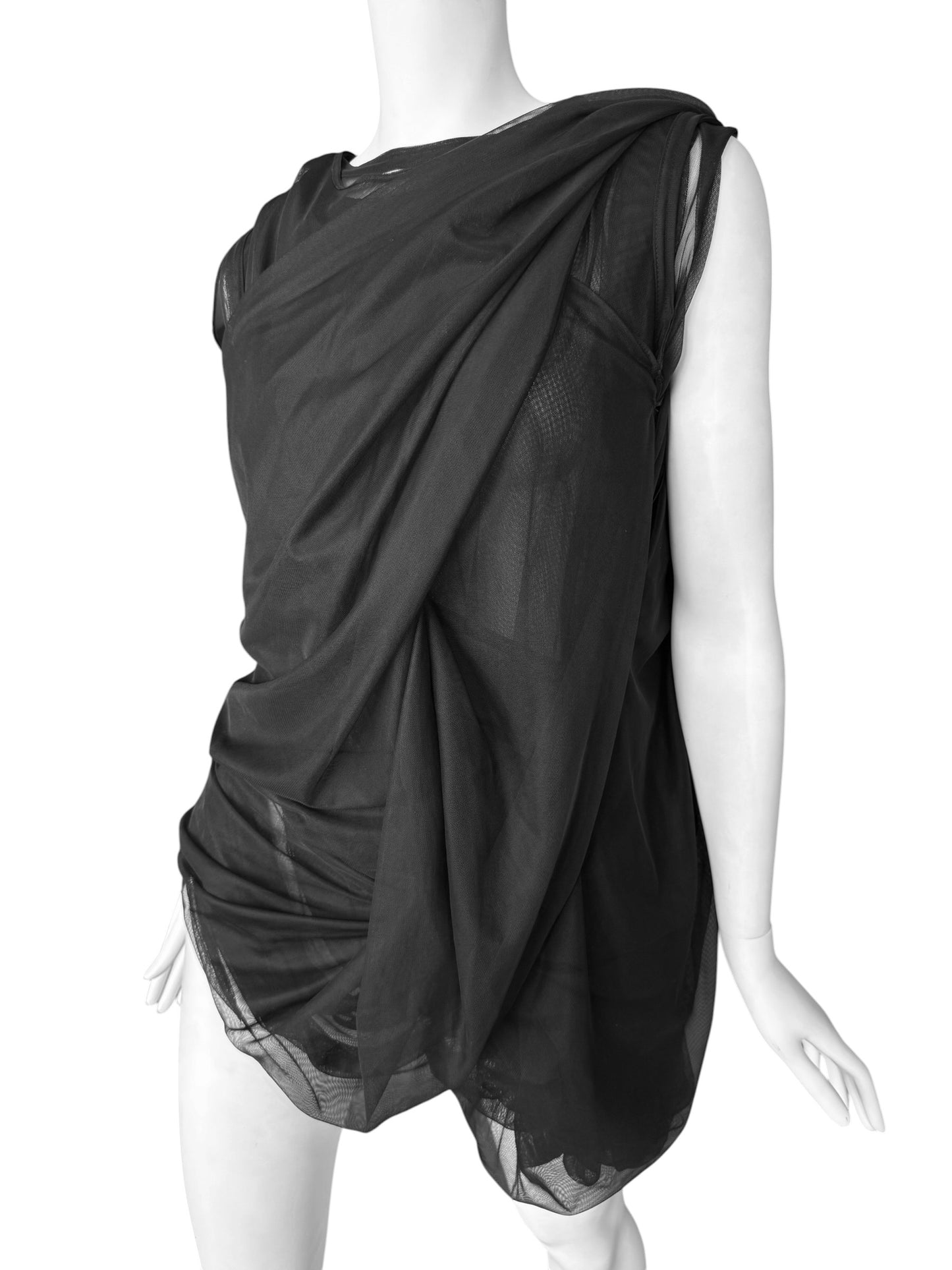 JUNYA WATANABE 2020s BLACK LAYERED DRAPED TANK TOP