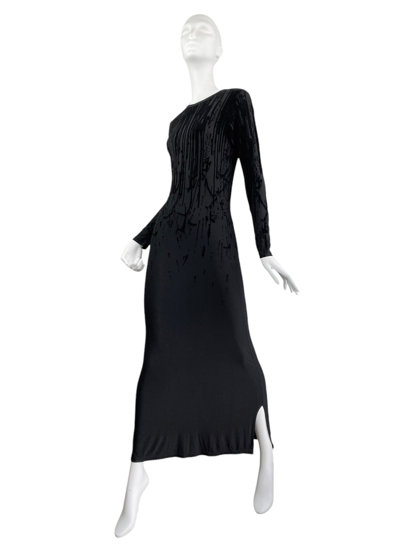 JEAN-PAUL GAULTIER FW1998 BLACK VELVET BLOOD DRIP MAXI DRESS