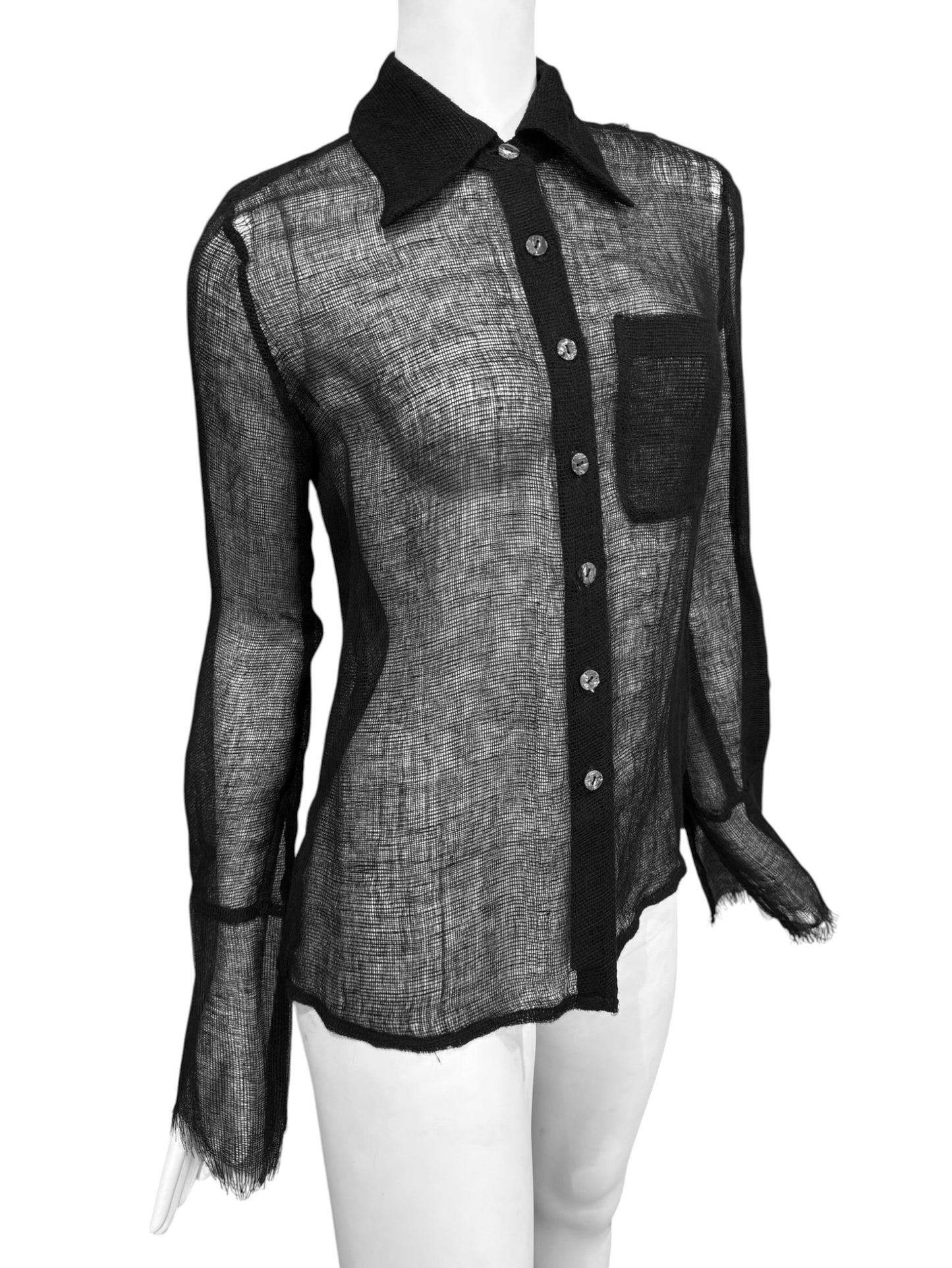 FAYÇAL AMOR SS1993 BLACK RAW JUTE SHIRT