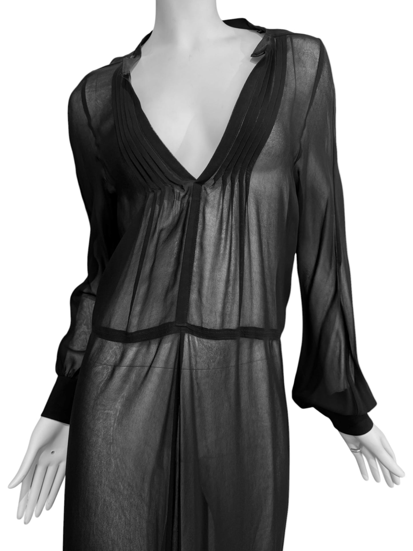 JUNYA WATANABE SS2017 BLACK SHEER OPEN-BACK MIDI DRESS