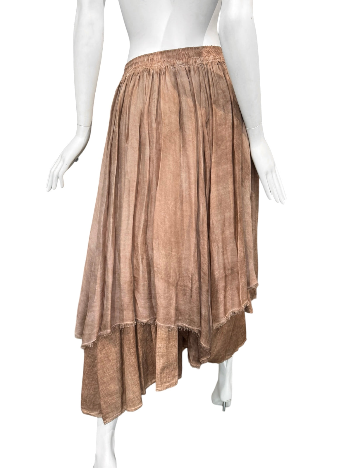 SANCTAMUERTE 2020s RUST LAYERED MAXI SKIRT