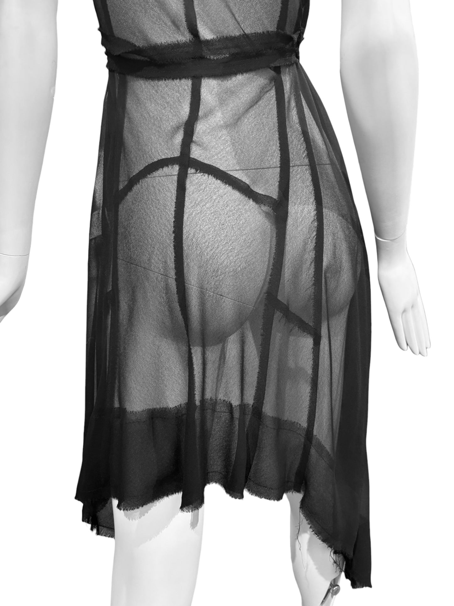 PARKCHOONMOO 2010s BLACK SHEER HOODED TOP