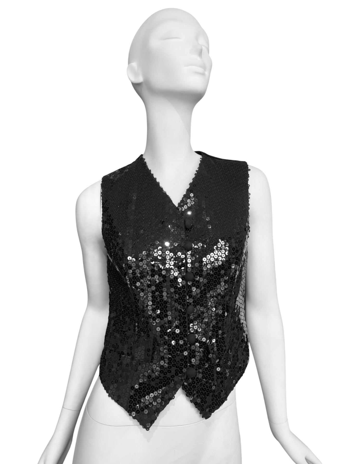 KATHARINE HAMNETT 1998 BLACK SEQUINS VEST