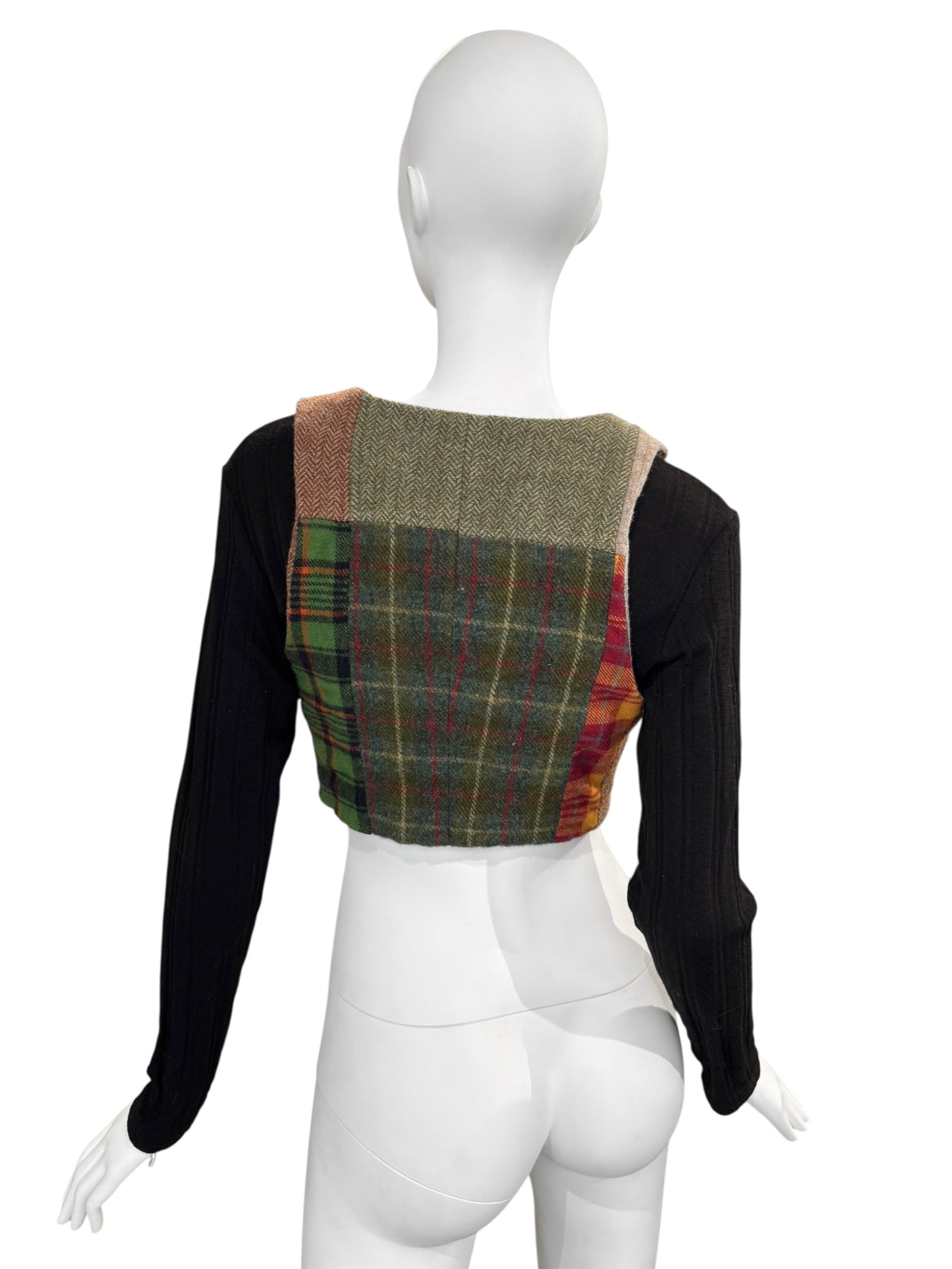 D&G 1990s COLORFUL TARTAN CROP CARDIGAN