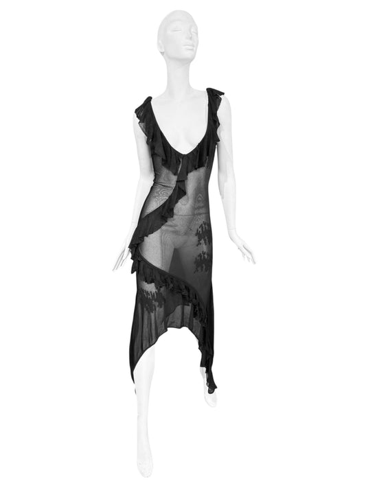 JOHN GALLIANO FW1996 BLACK SHEER TATOO MAXI DRESS