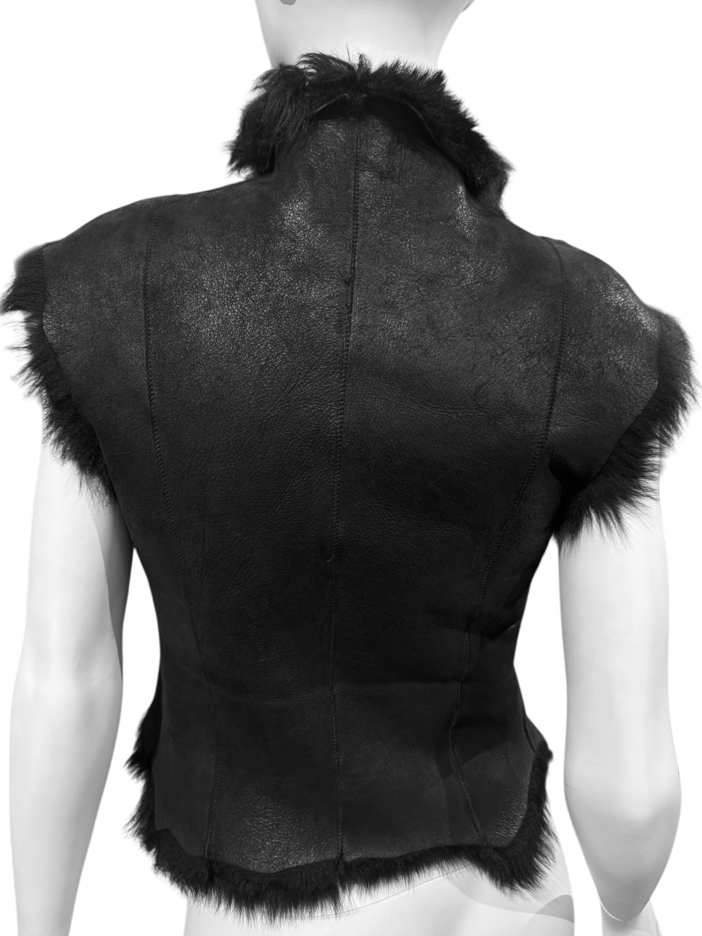 PLEIN SUD JEANS FW2002 BLACK FUR VEST