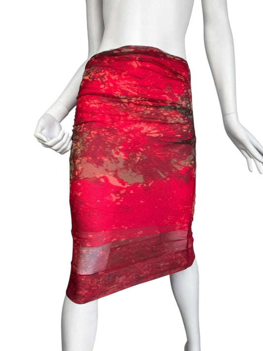 PLEIN SUD JEANS 2000s HOT PINK MESH MIDI SKIRT/TUBE MINI DRESS