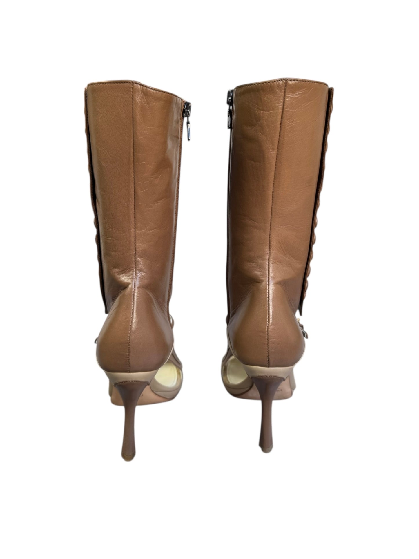 PRADA SS2008 BROWN LEATHER SANDAL BOOTS