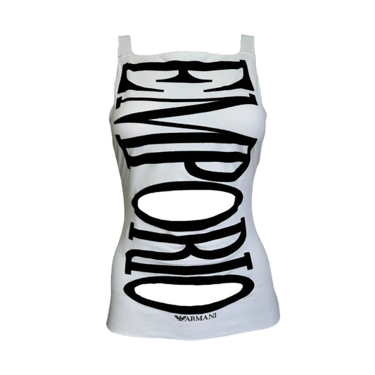 EMPORIO ARMANI SS2004 WHITE CUT OUT LOGO TANK TOP