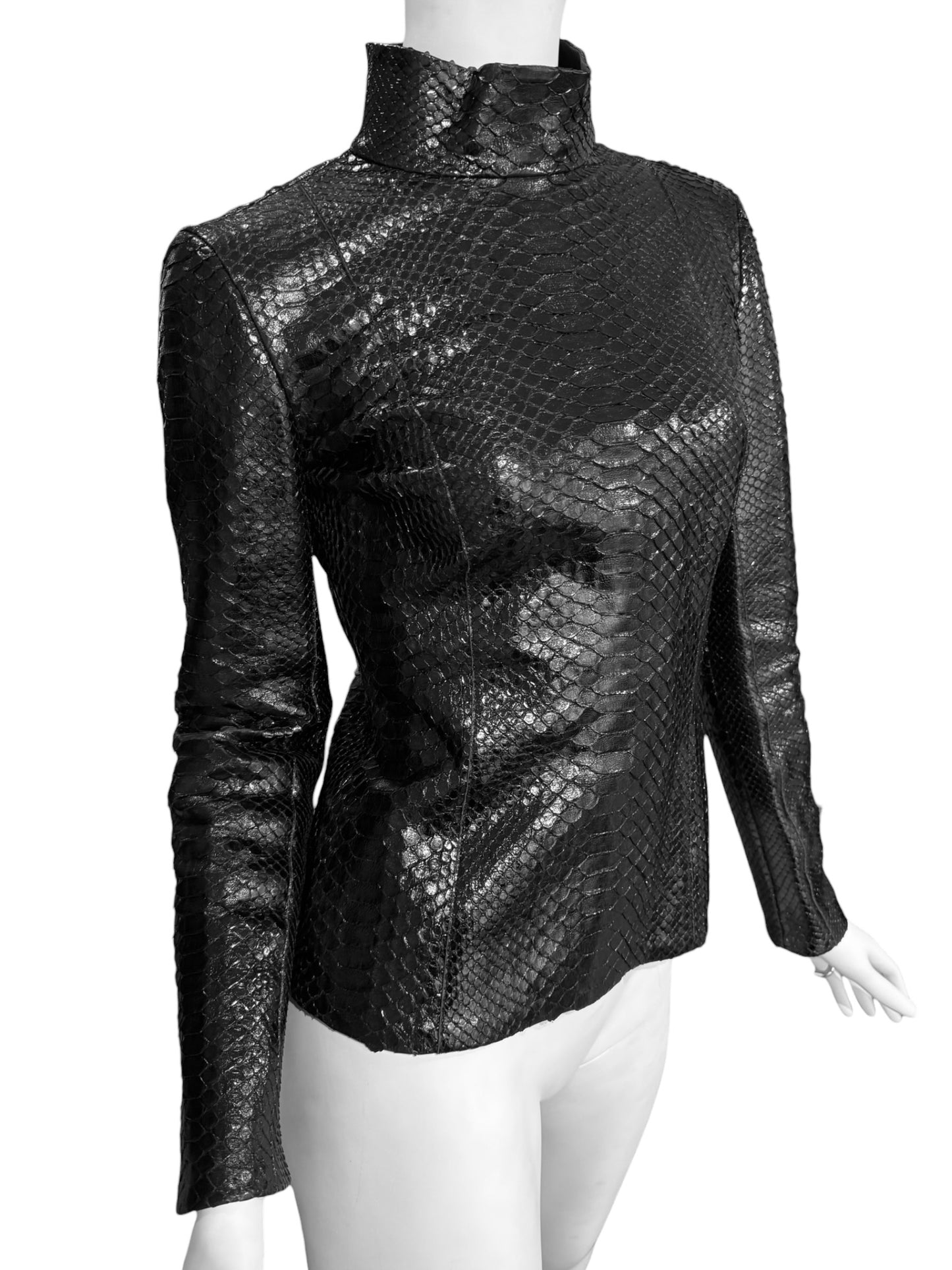 GUCCI FW2013 BY FRIDA GIANNINI BLACK PYTHON LEATHER JACKET