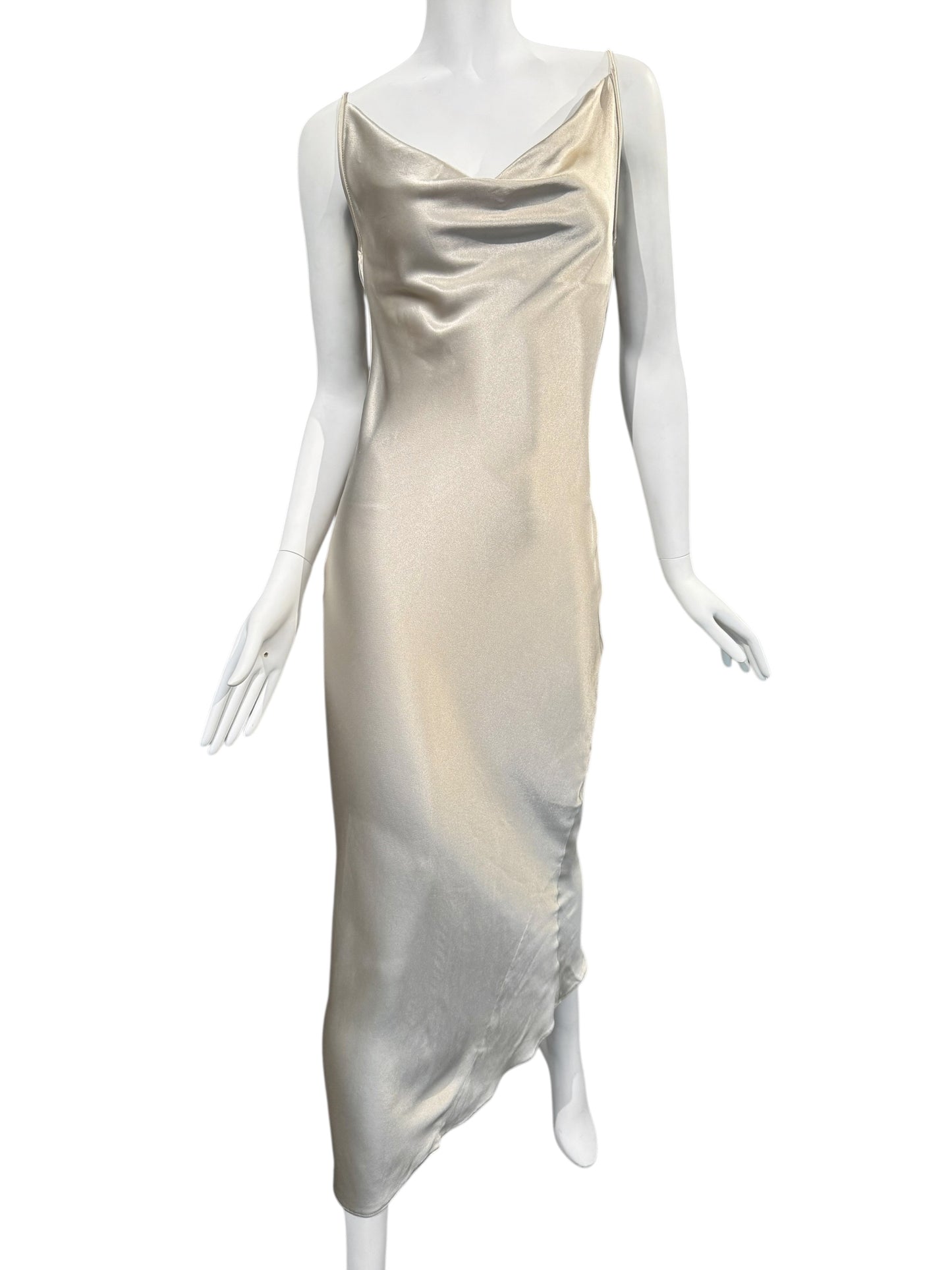 PLEIN SUD 1990s CHAMPAGNE OPEN BACKLESS MAXI DRESS