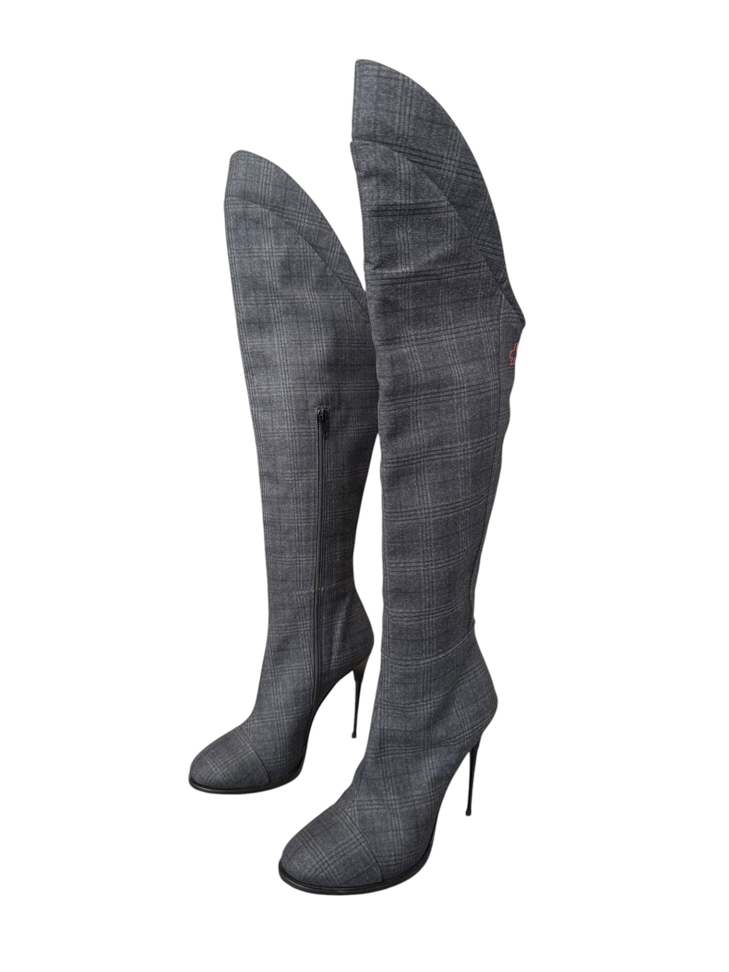 A.F. VANDEVORST FW2018 GREY TARTAN BOOTS
