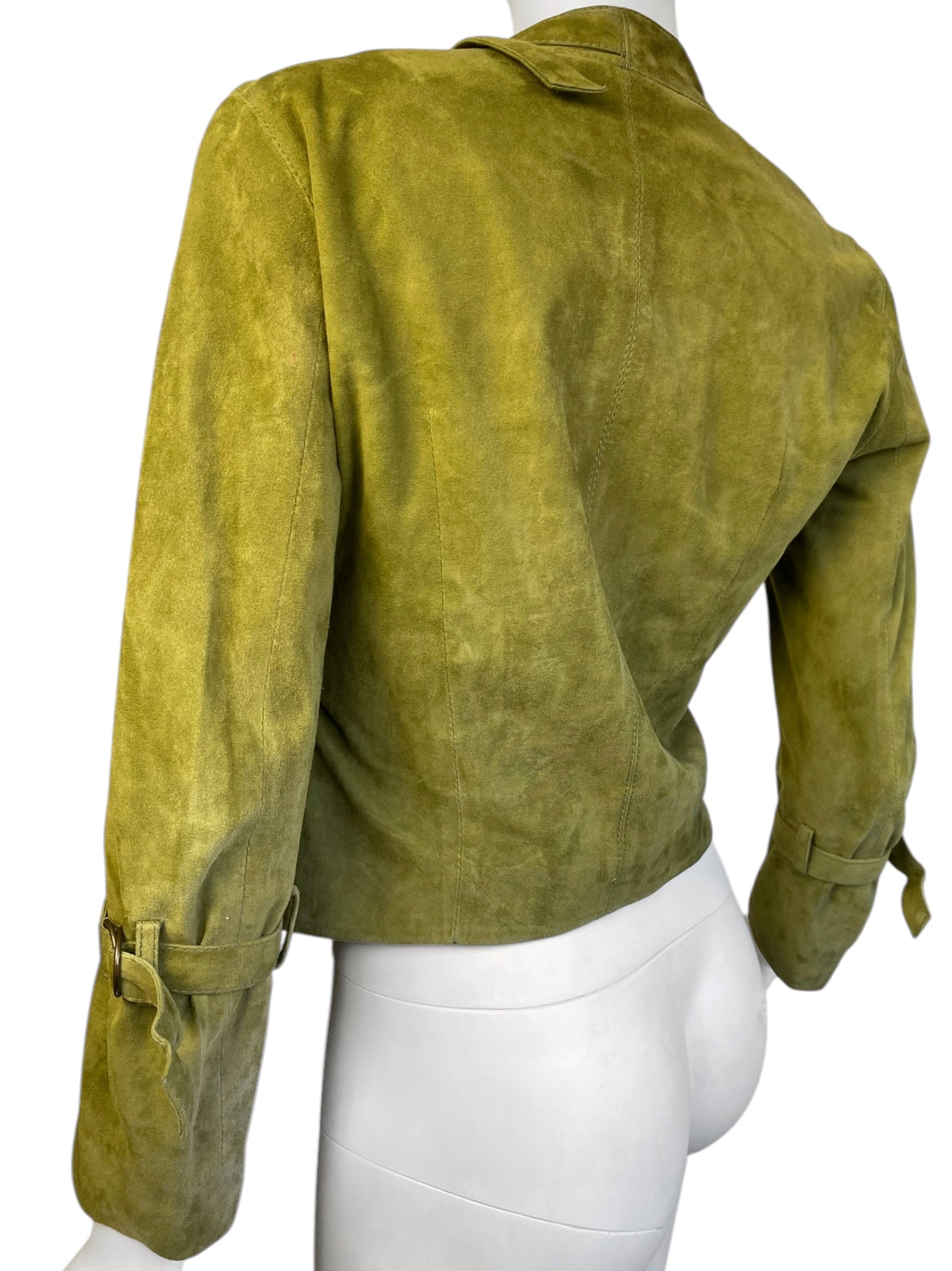 PLEIN SUD 2010s OLIVE GREEN SUEDE BONDAGE CLOSURE JACKET