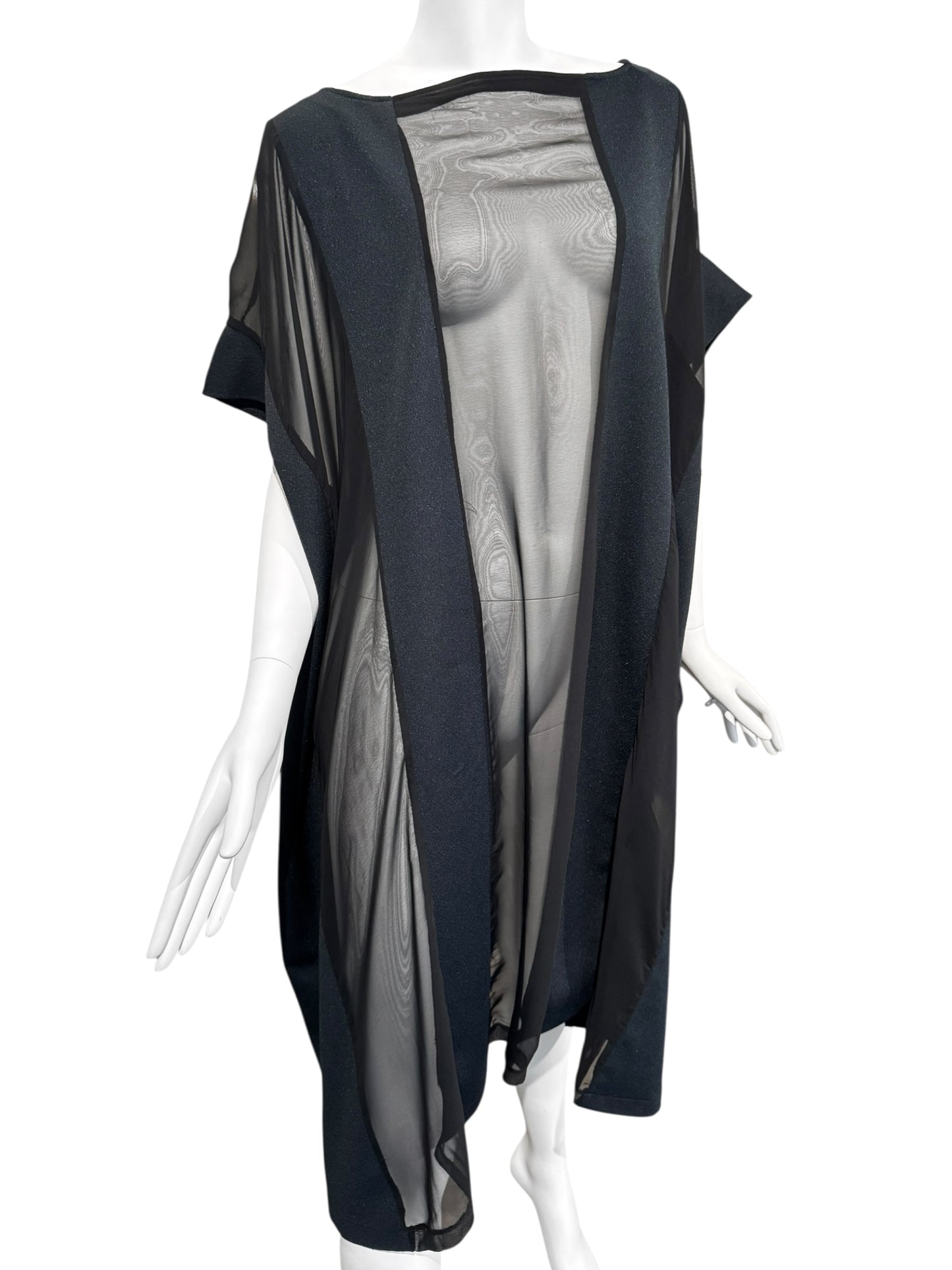 MAISON MARTIN MARGIELA SS2000 ARTISANAL BLACK & NAVY PANELS OVERSIZE DRESS