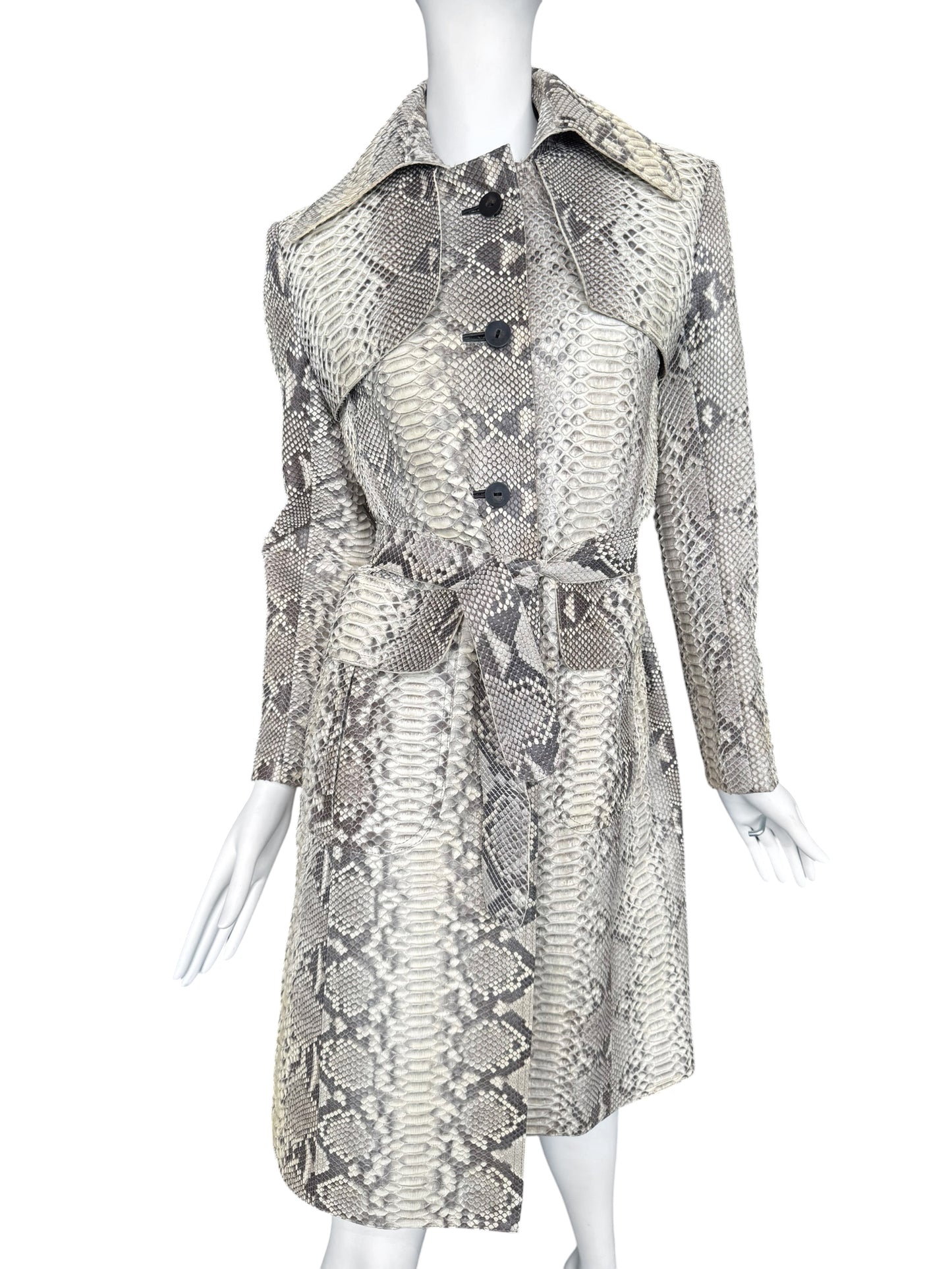 JITROIS 2000s CREAM PYTHON LEATHER COAT