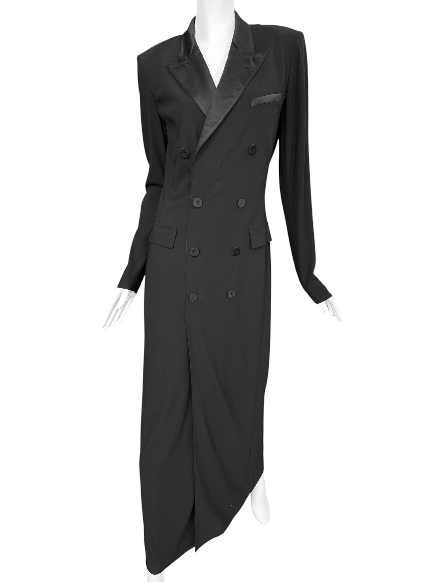 JEAN PAUL GAULTIER 2000s BLACK WOOL DOUBLE BREASTED MAXI DRESS