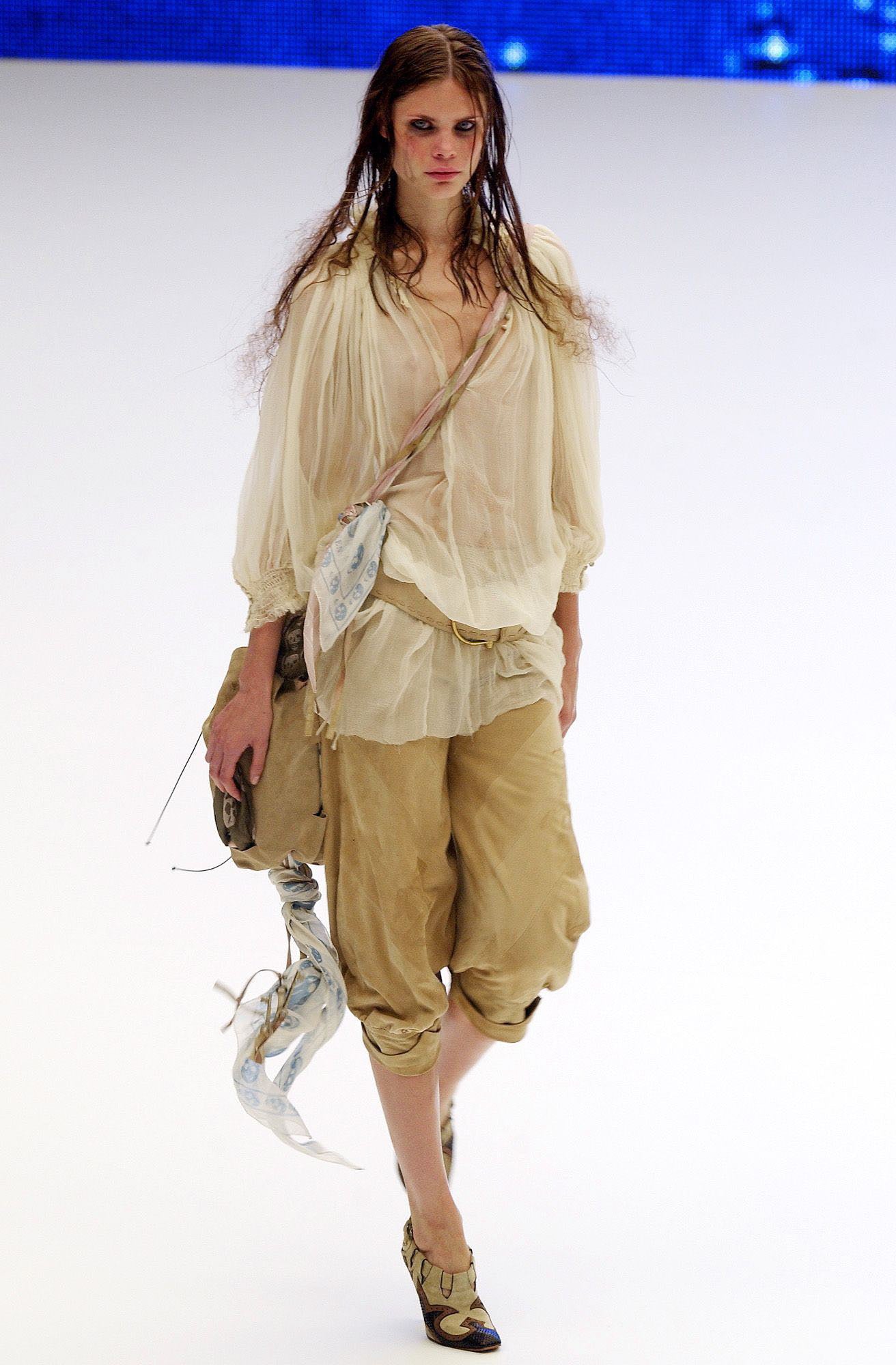 ALEXANDER MCQUEEN SS2003 «IRERE» BLUSH NUDE SILK BLOUSE/DRESS