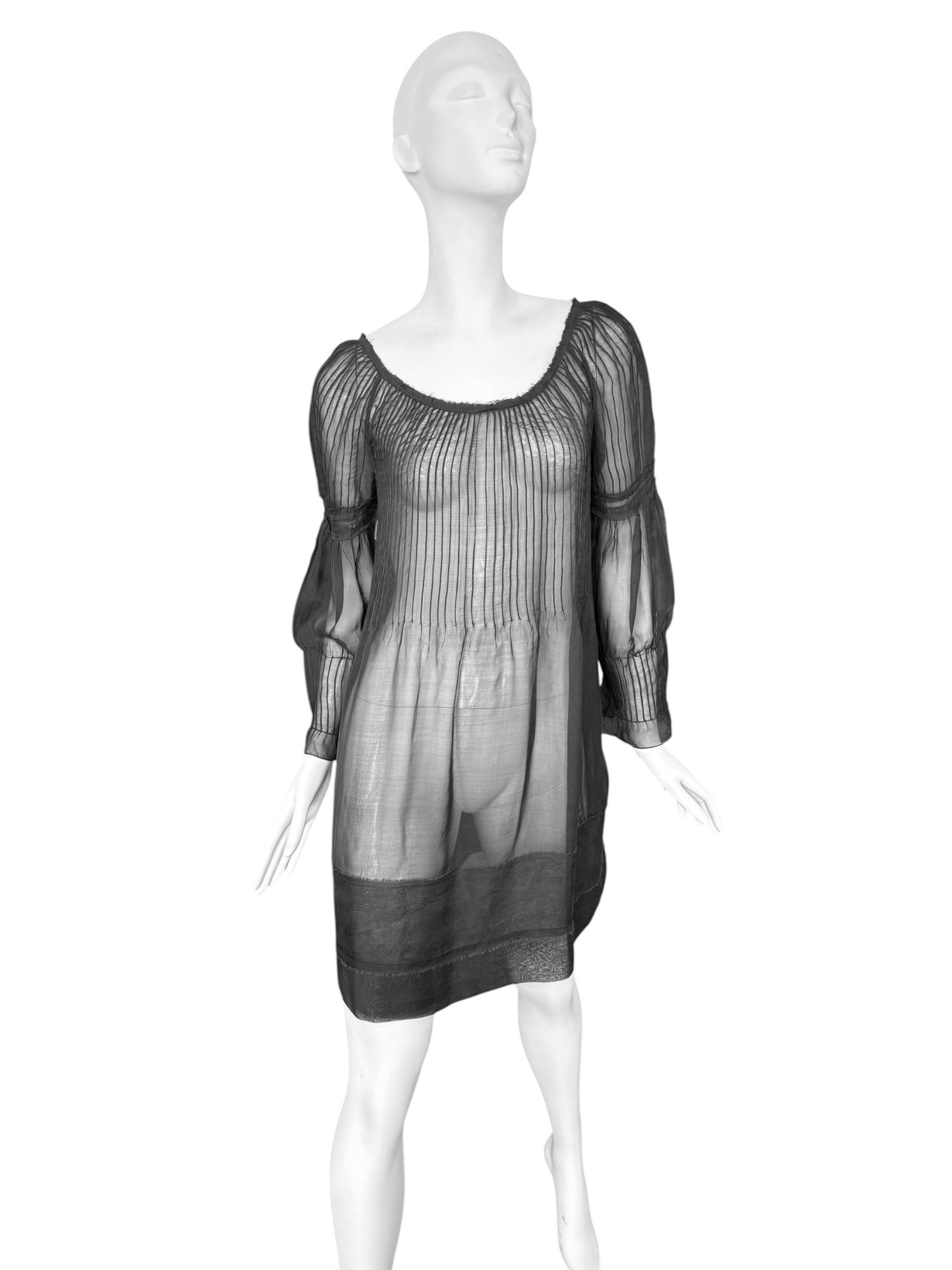 PHILOSOPHY DI ALBERTA FERRETTI 2000s BLACK SILK SHEER MINI DRESS