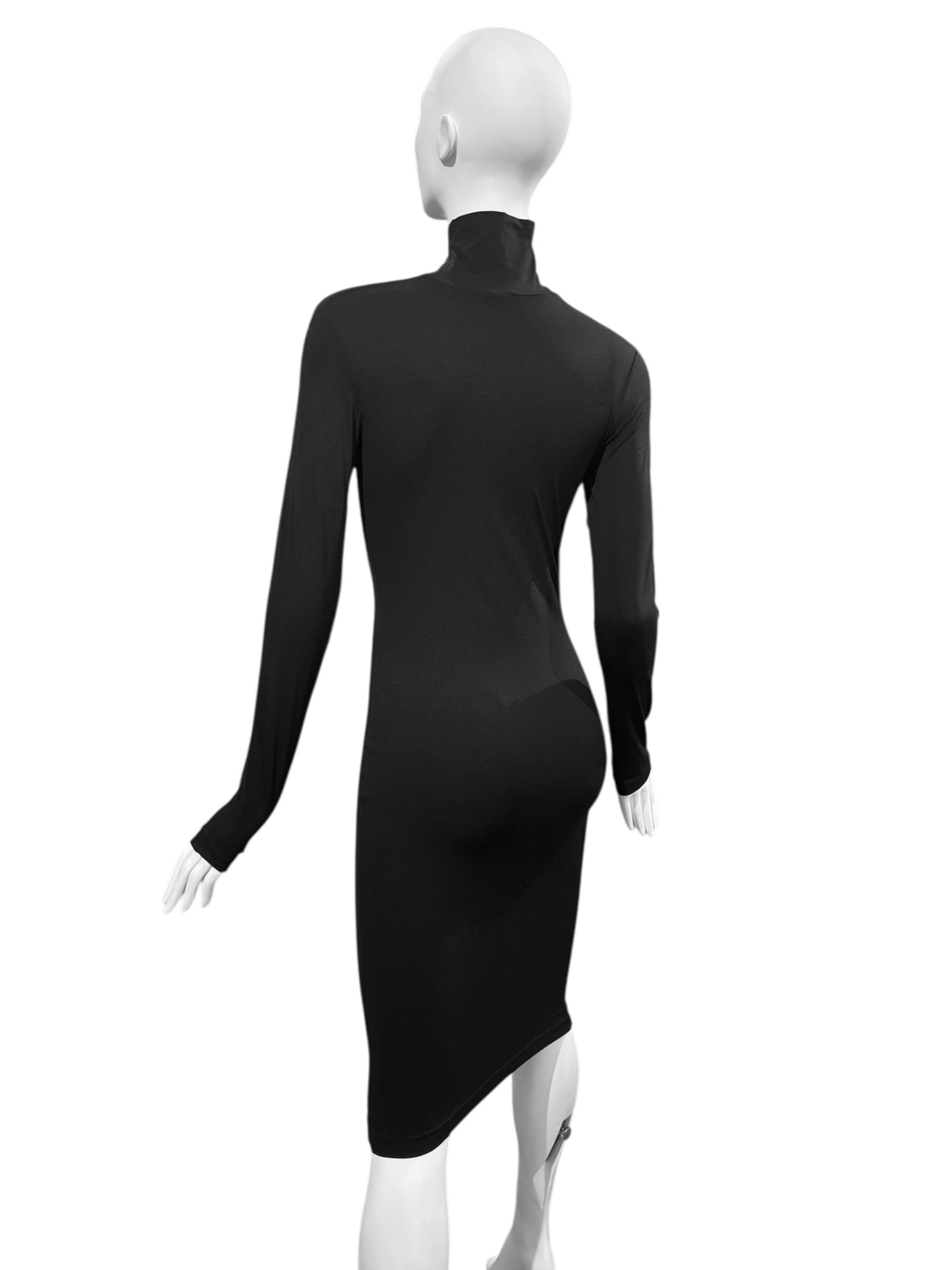 PLEIN SUD JEANS 2000s BLACK CUT OUT MIDI DRESS