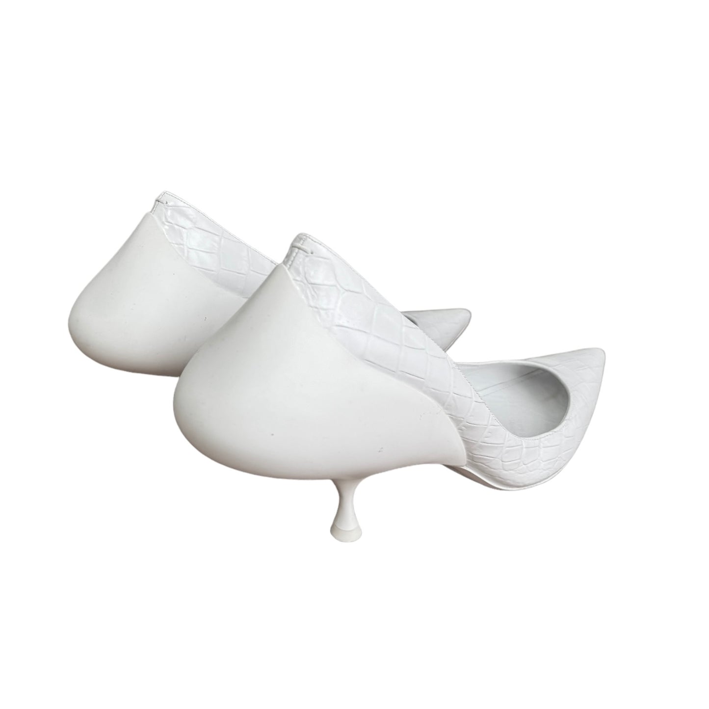 MAISON MARGIELA SS2016 BY GALLIANO WHITE LEATHER HUMPBACKED HEELS