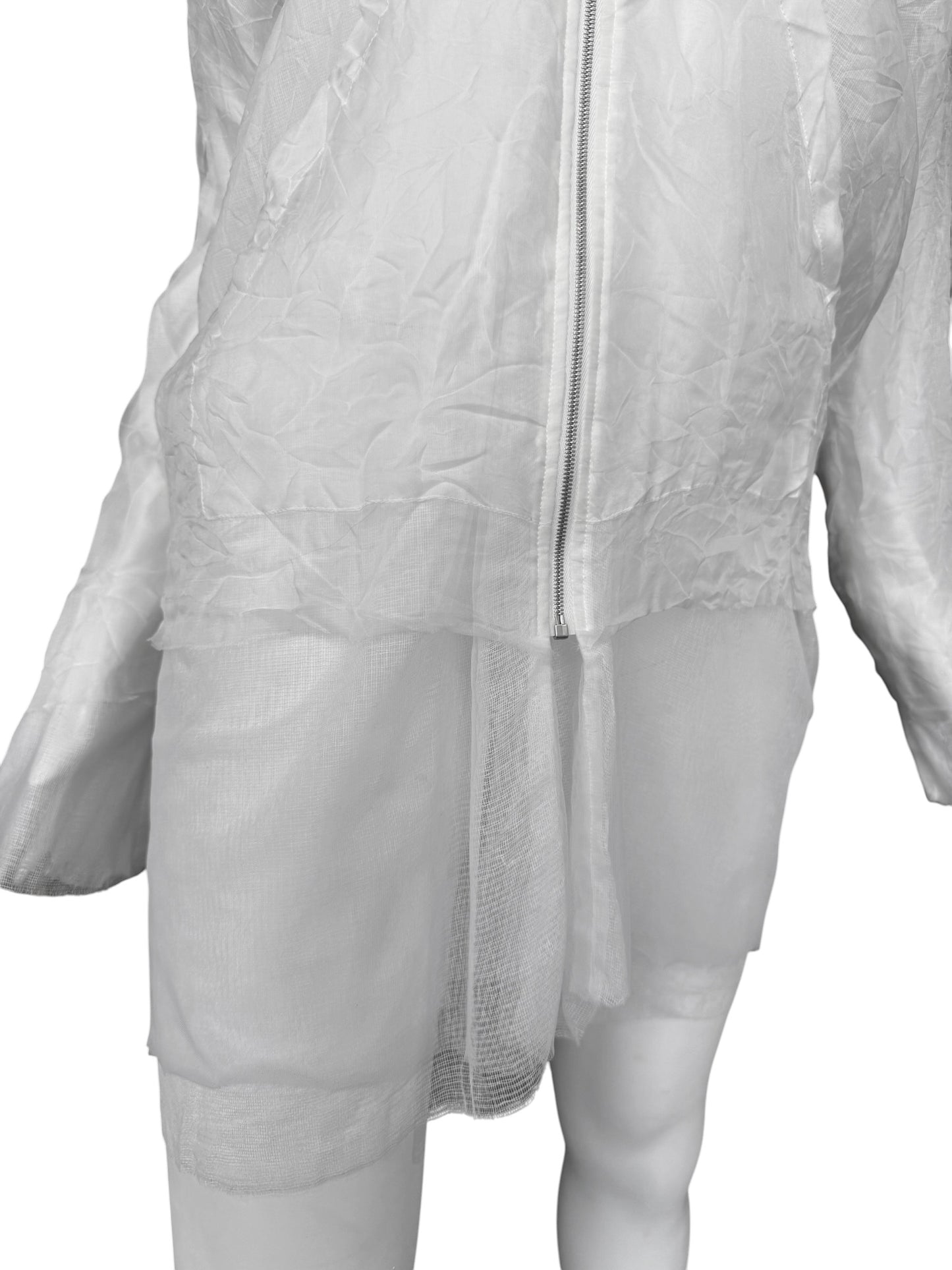 MAISON MARGIELA SS2021 BY JOHN GALLIANO WHITE CREASED LAYERED ZIP TOP