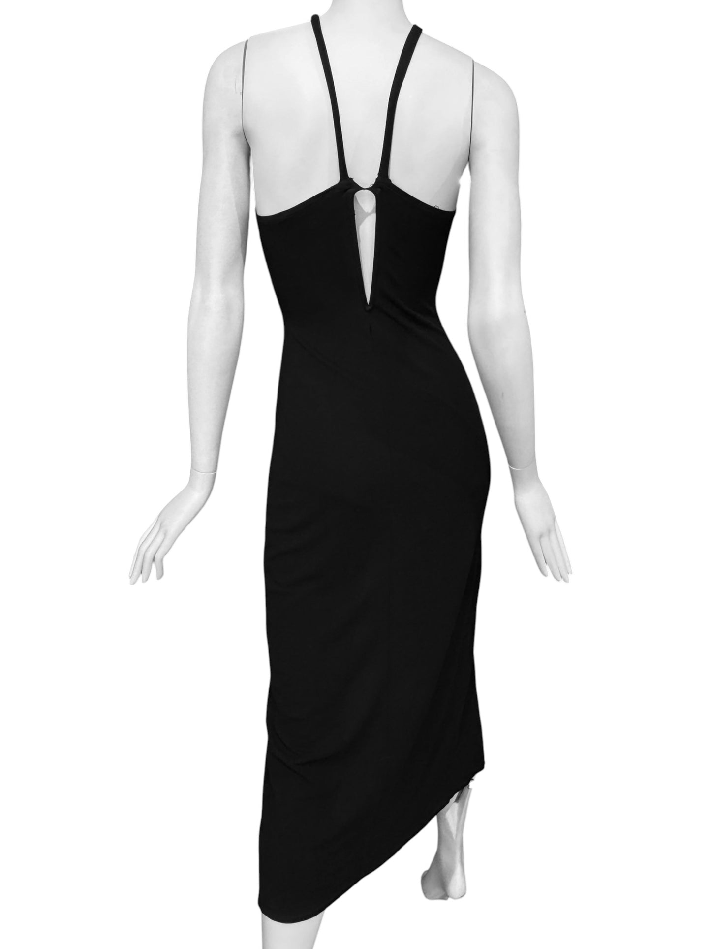 PLEIN SUD SS1992 BLACK SLIT MAXI DRESS