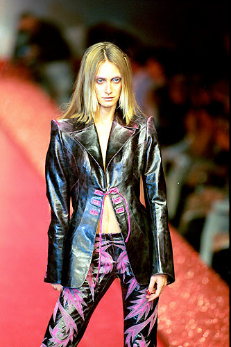 ROBERTO CAVALLI FW1999 DARK GREEN LEATHER BLAZER