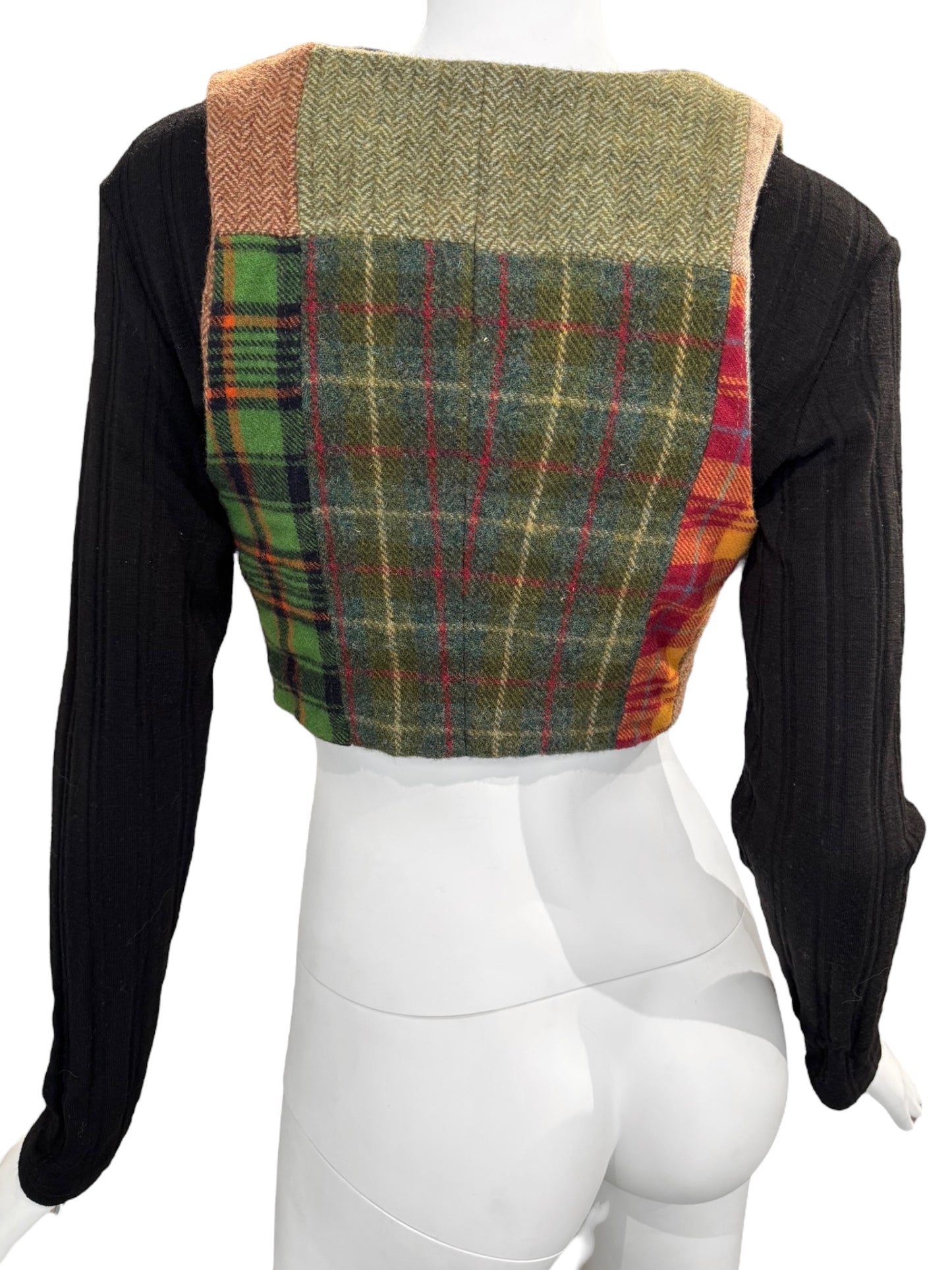 D&G 1990s COLORFUL TARTAN CROP CARDIGAN