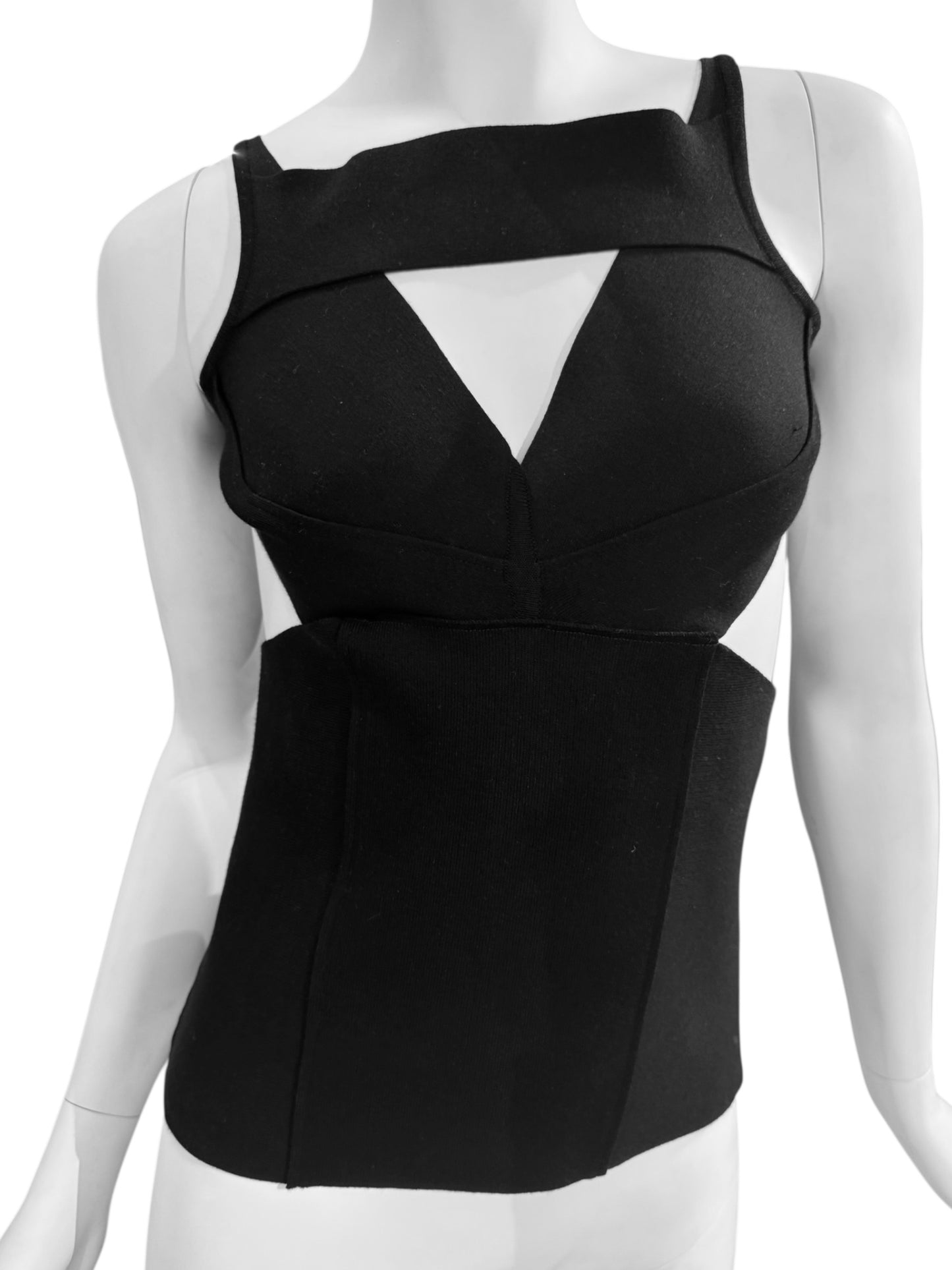 RICK OWENS SS2020 BLACK KNIT CUT OUT TANK TOP