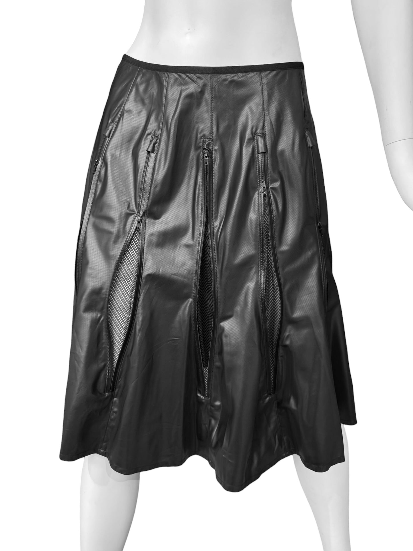 JUNYA WATANABE SS2013 BLACK ZIP MIDI SKIRT