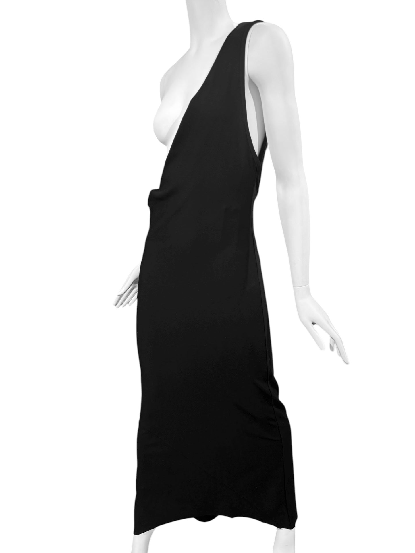 ANN DEMEULEMEESTER FW2020 BY SÉBASTIEN MEUNIER BLACK ASYMMETRICAL BACKLESS MAXI DRESS